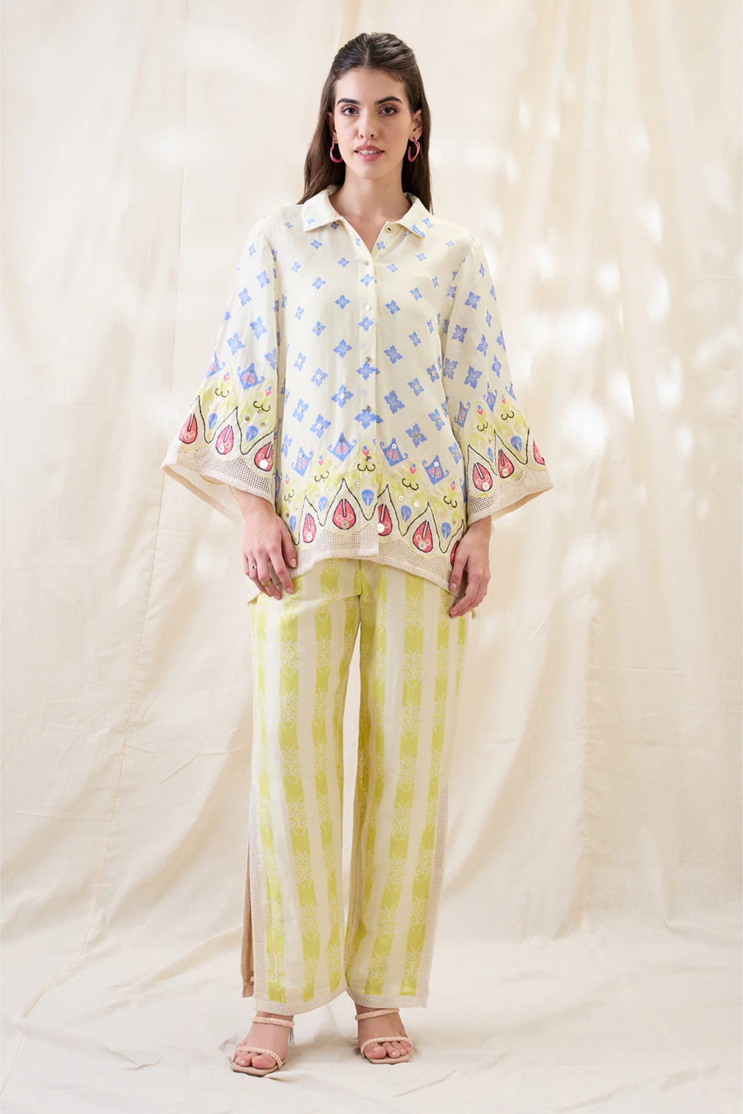 Kitchra Appliqued co-ord set (Beige)