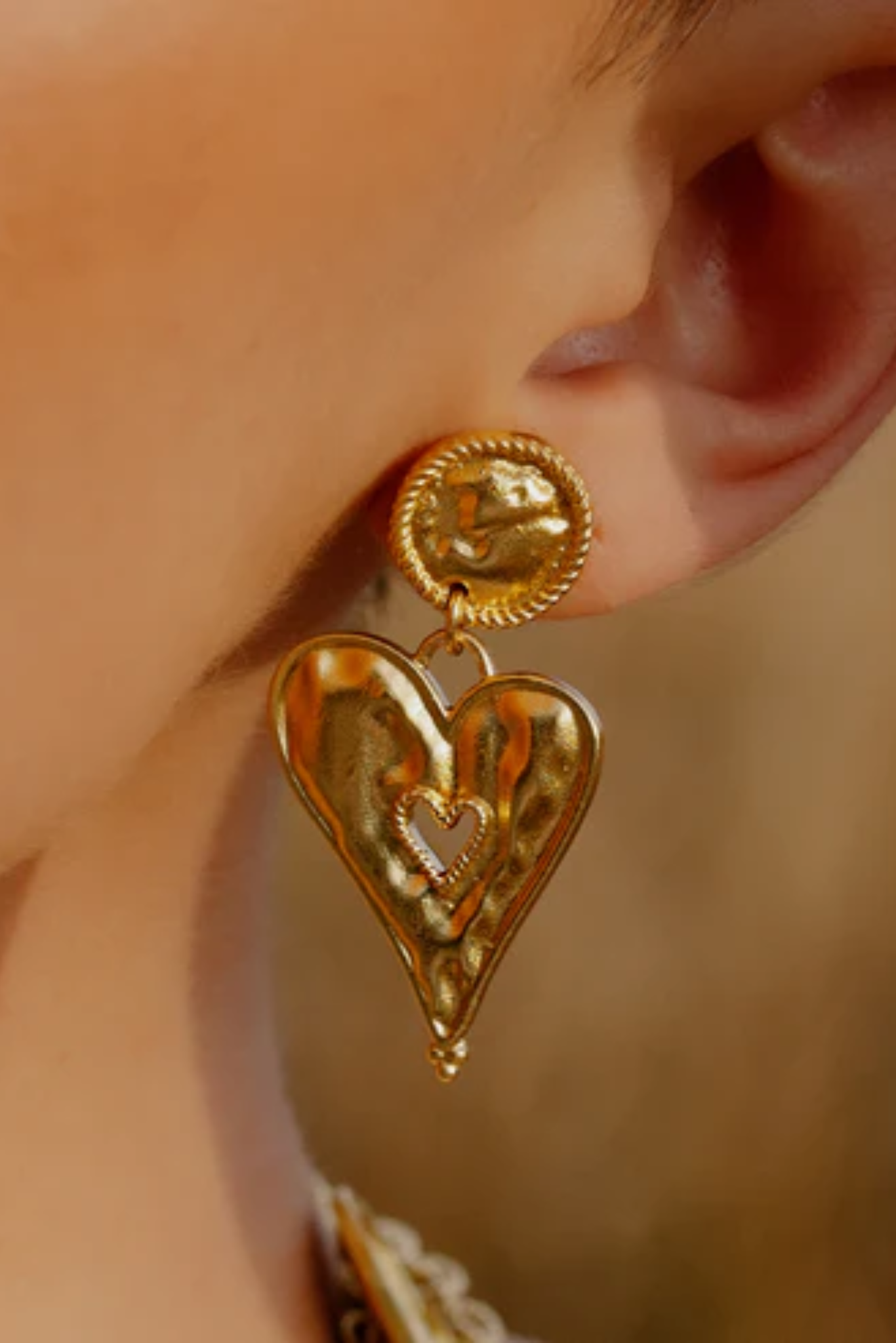 Textured Heart Earrings