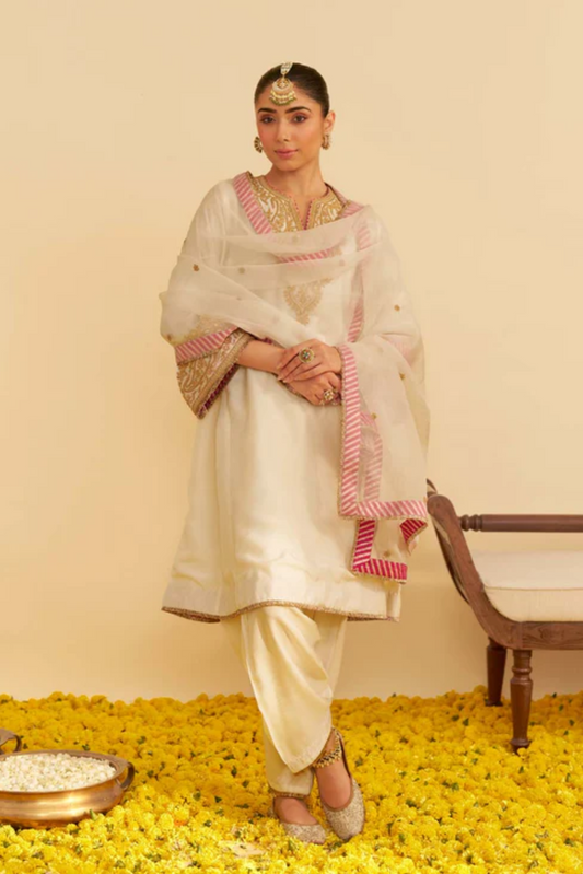 Marwa - Daisy Ivory Short Chauga With Salwar and Dupatta