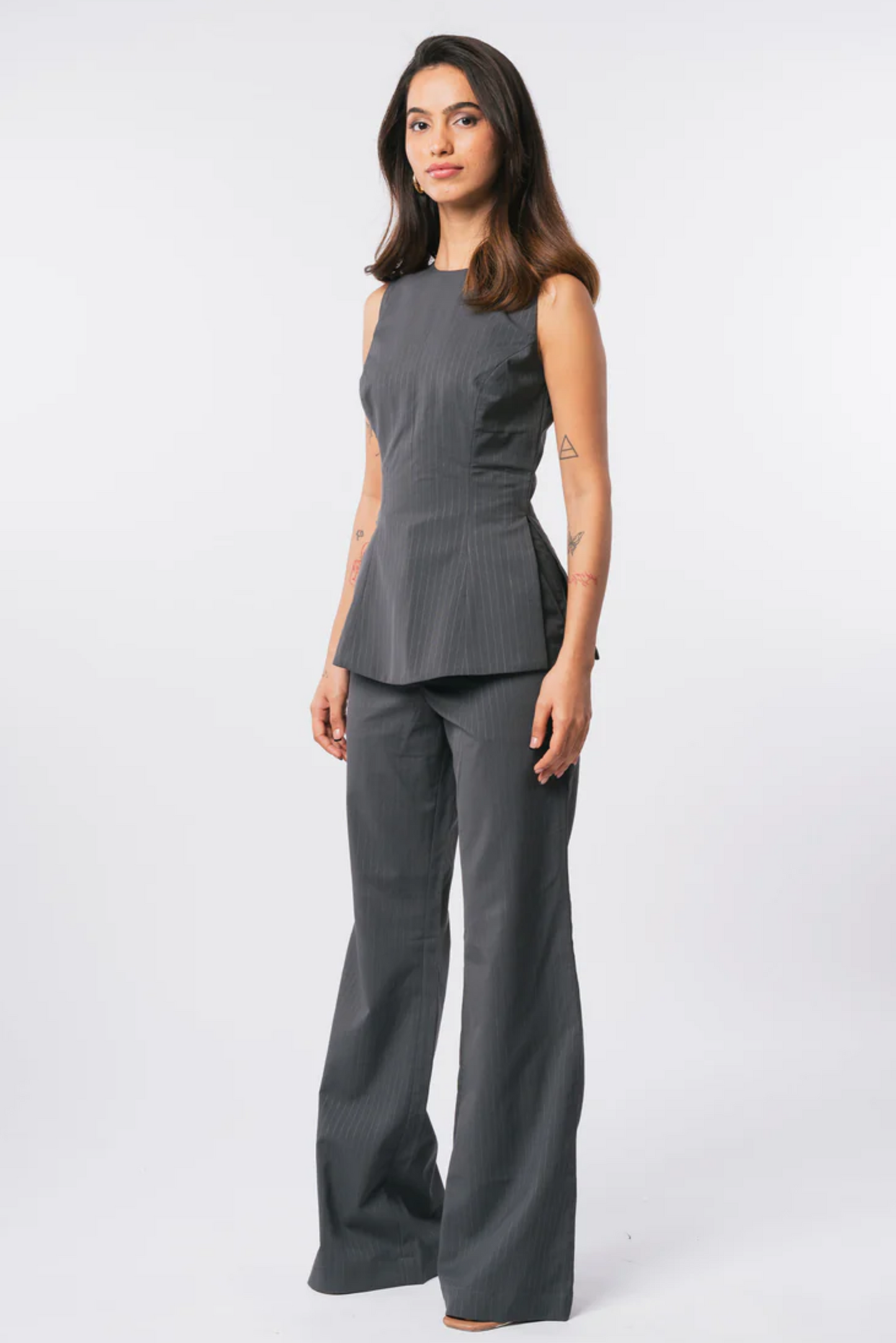 Pinstripe Trousers - Grey