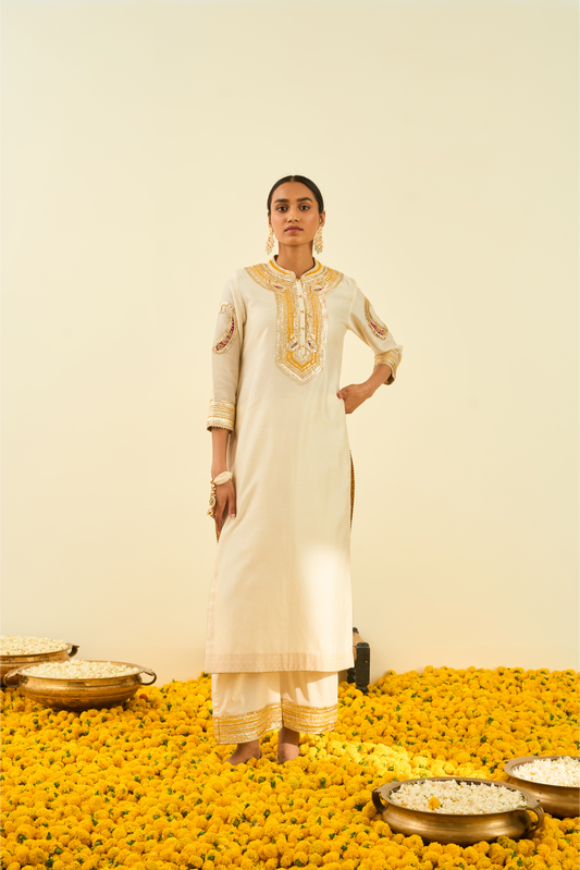 Aliyah Kurta With Palazzo Daisy Ivory