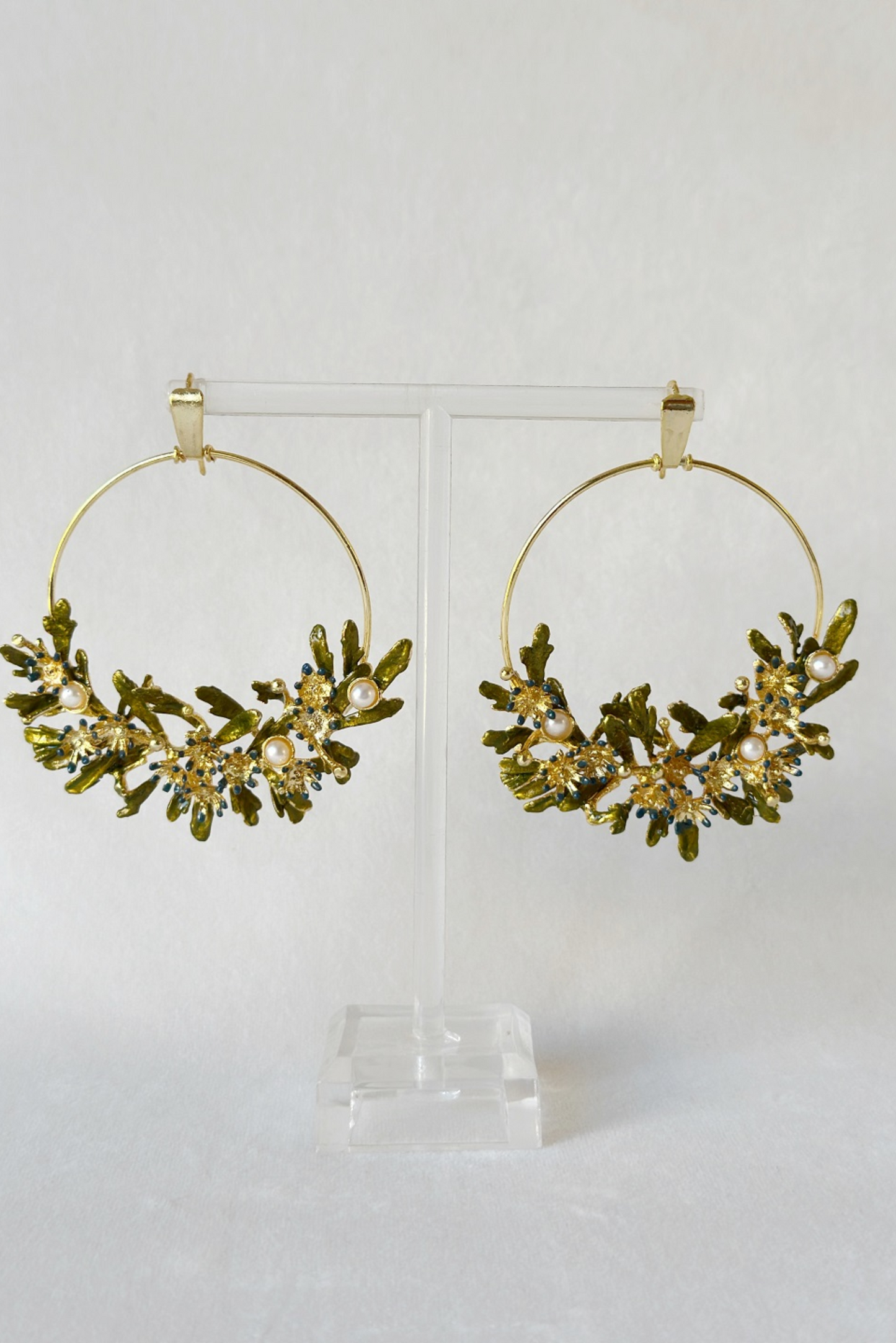 Blooming Crescent Chandbali Earrings - Forget me not Blue