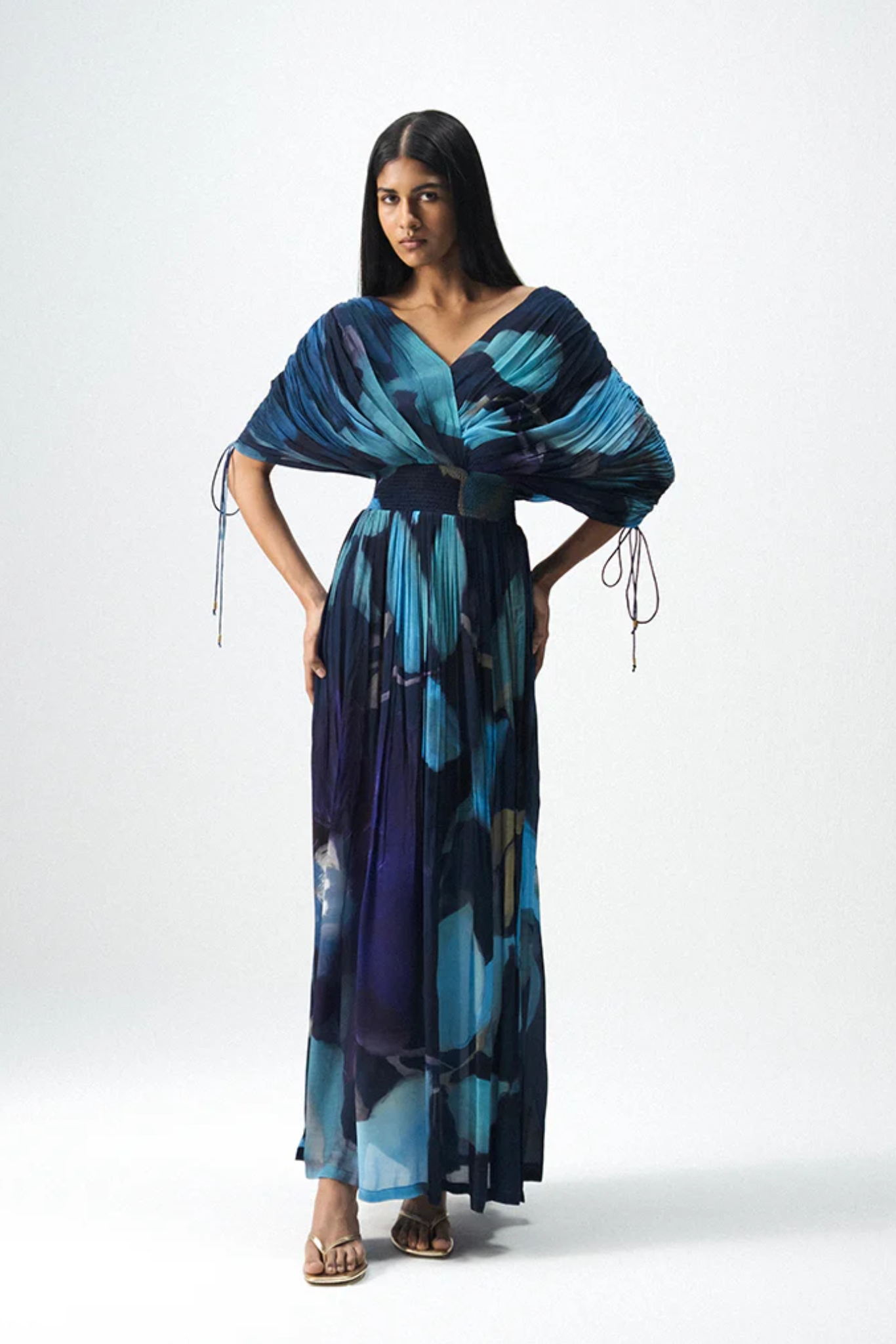 BLUE LAGOON DRAPED DRESS
