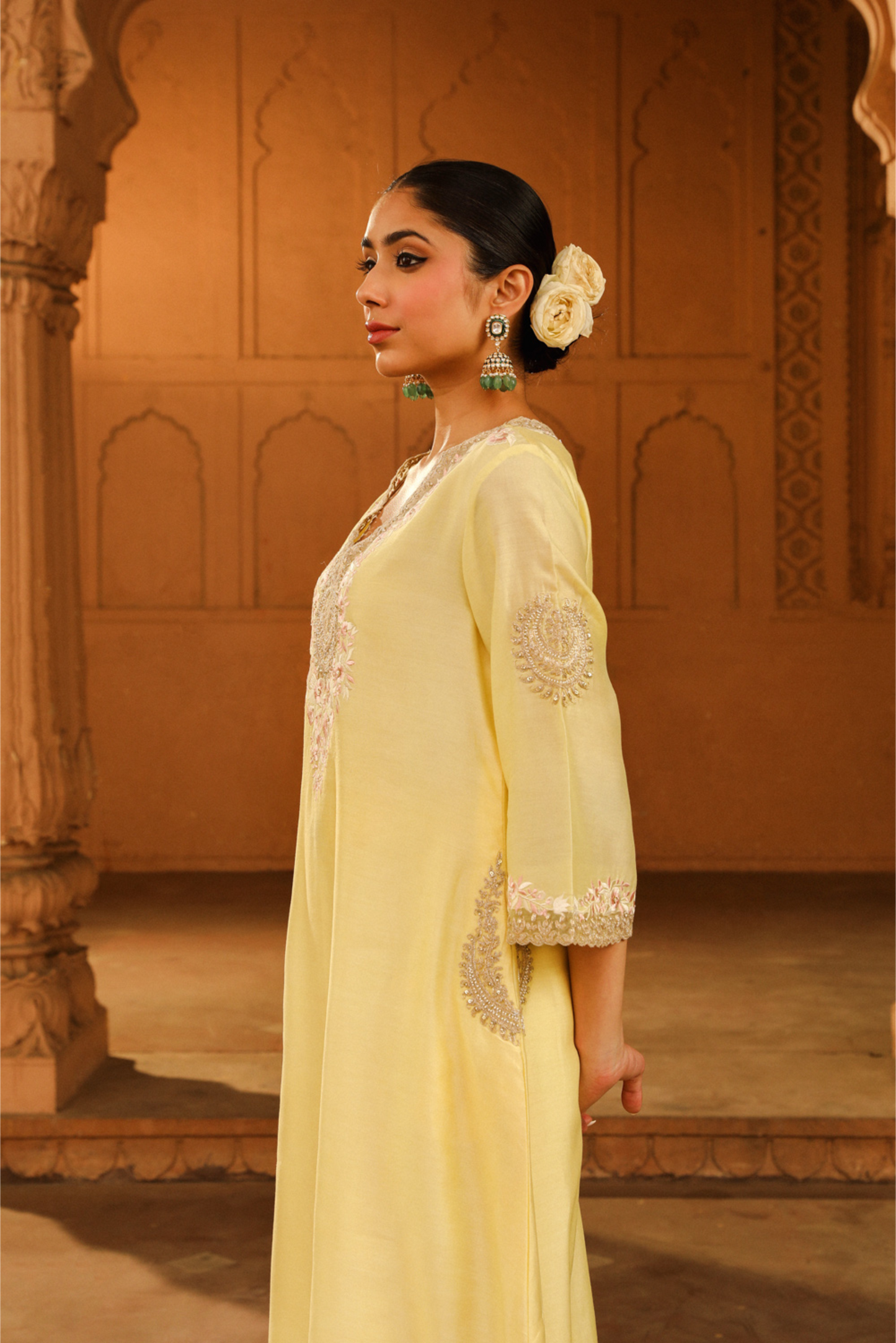 Akira A-line Chauga with Salwar - Lemon Yellow