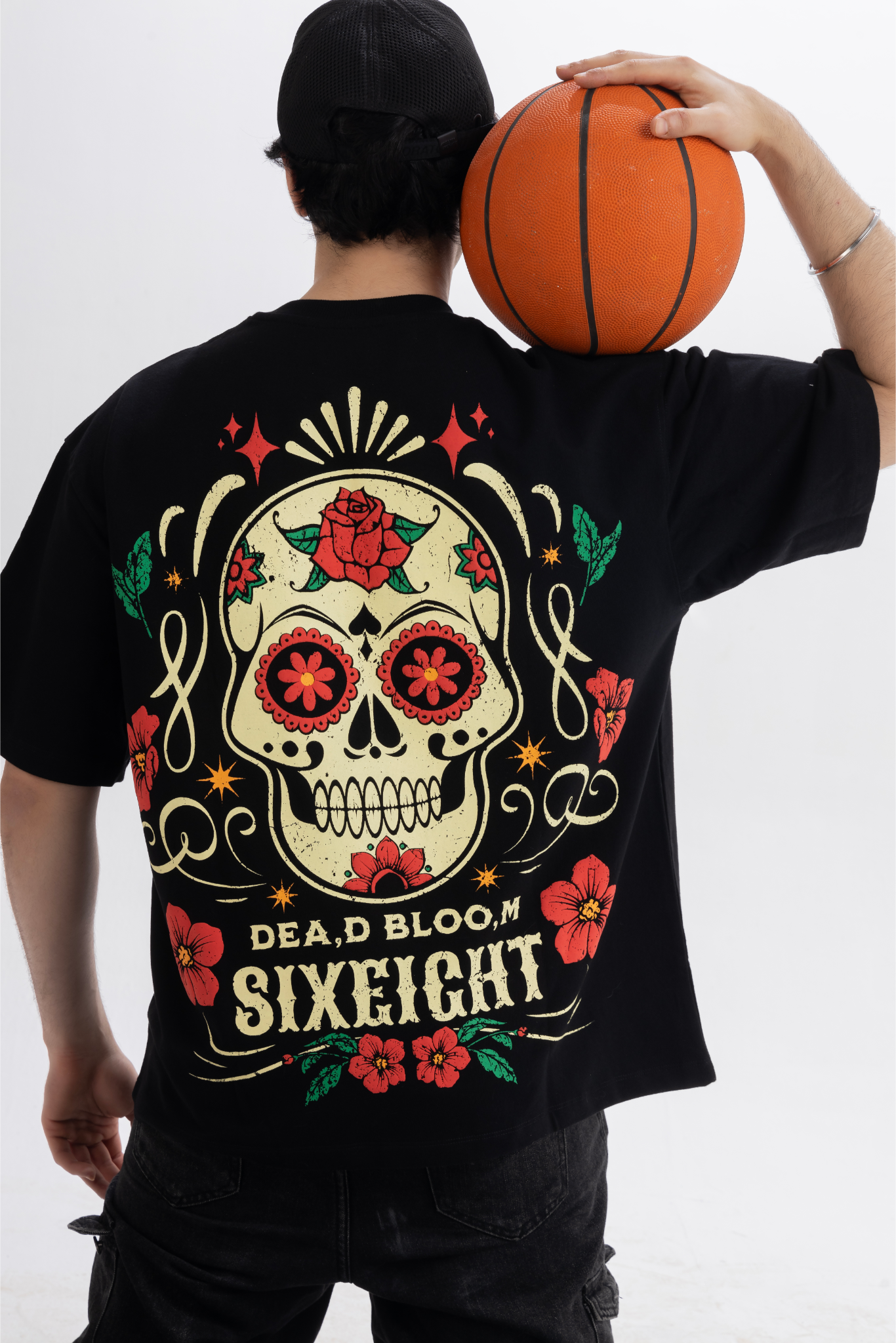 Dead Bloom French Terry Cotton T-Shirt Black