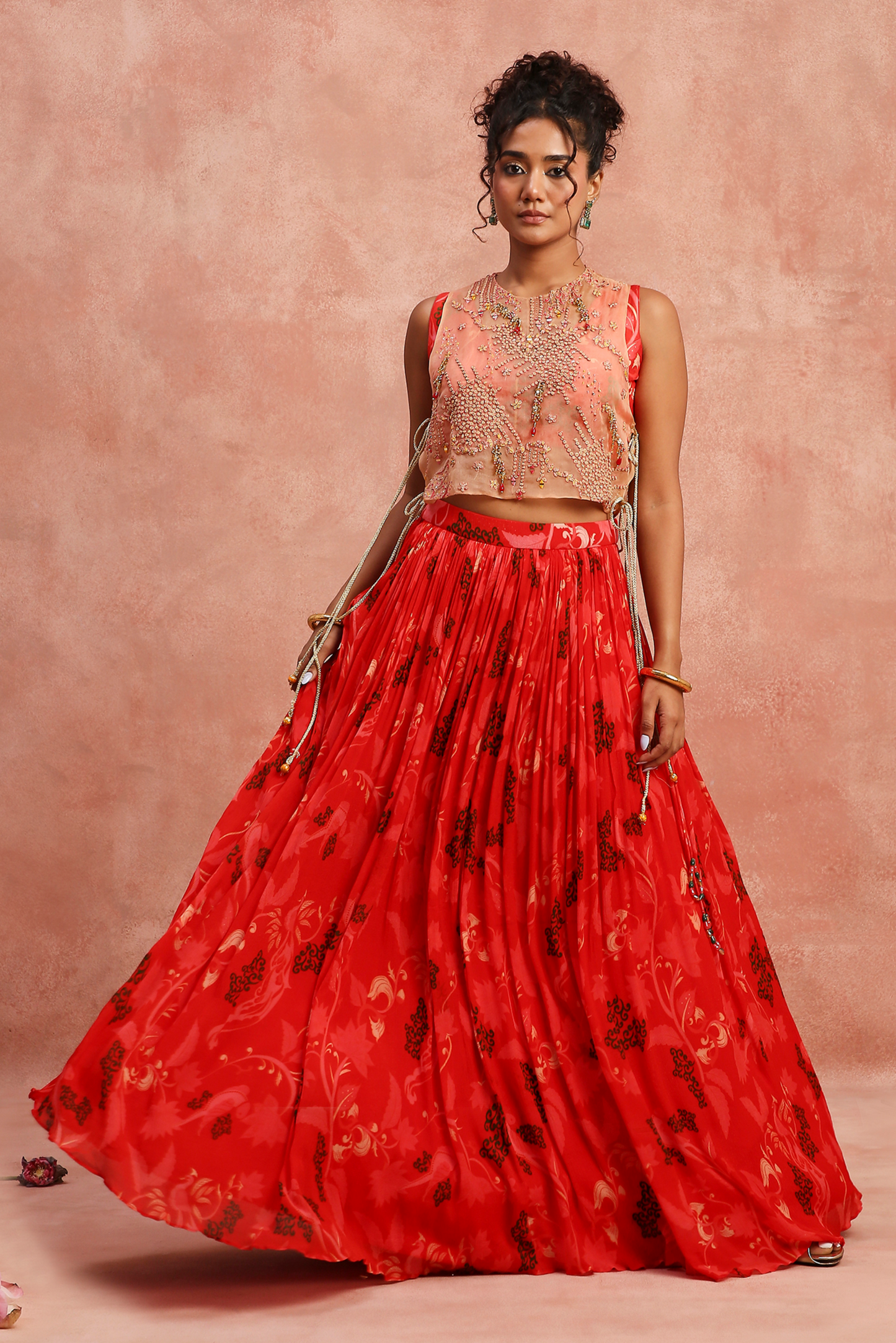 Red Lehenga with Bib