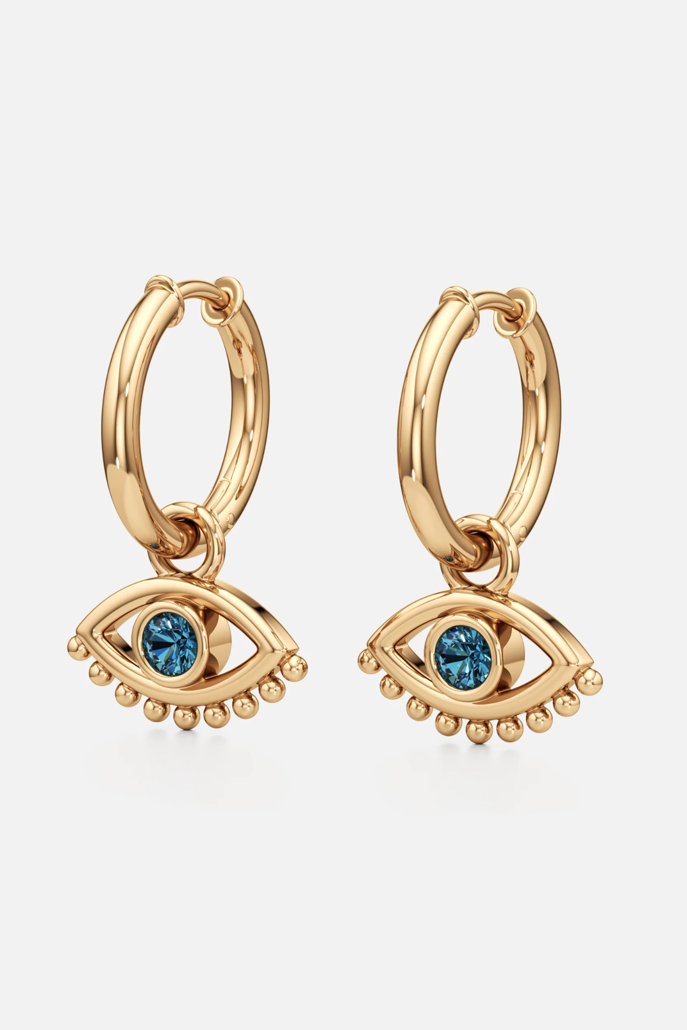 Azure Evil Eye Hoop Earrings