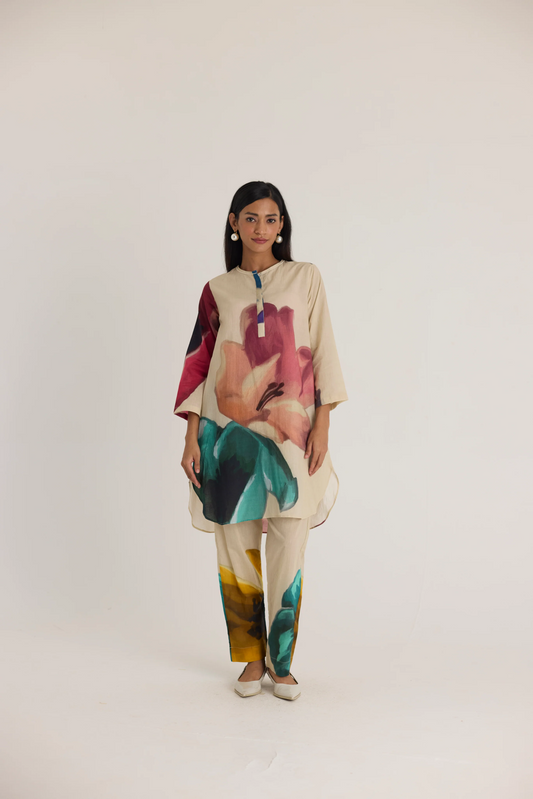 Lila Cotton Short Kurta Set