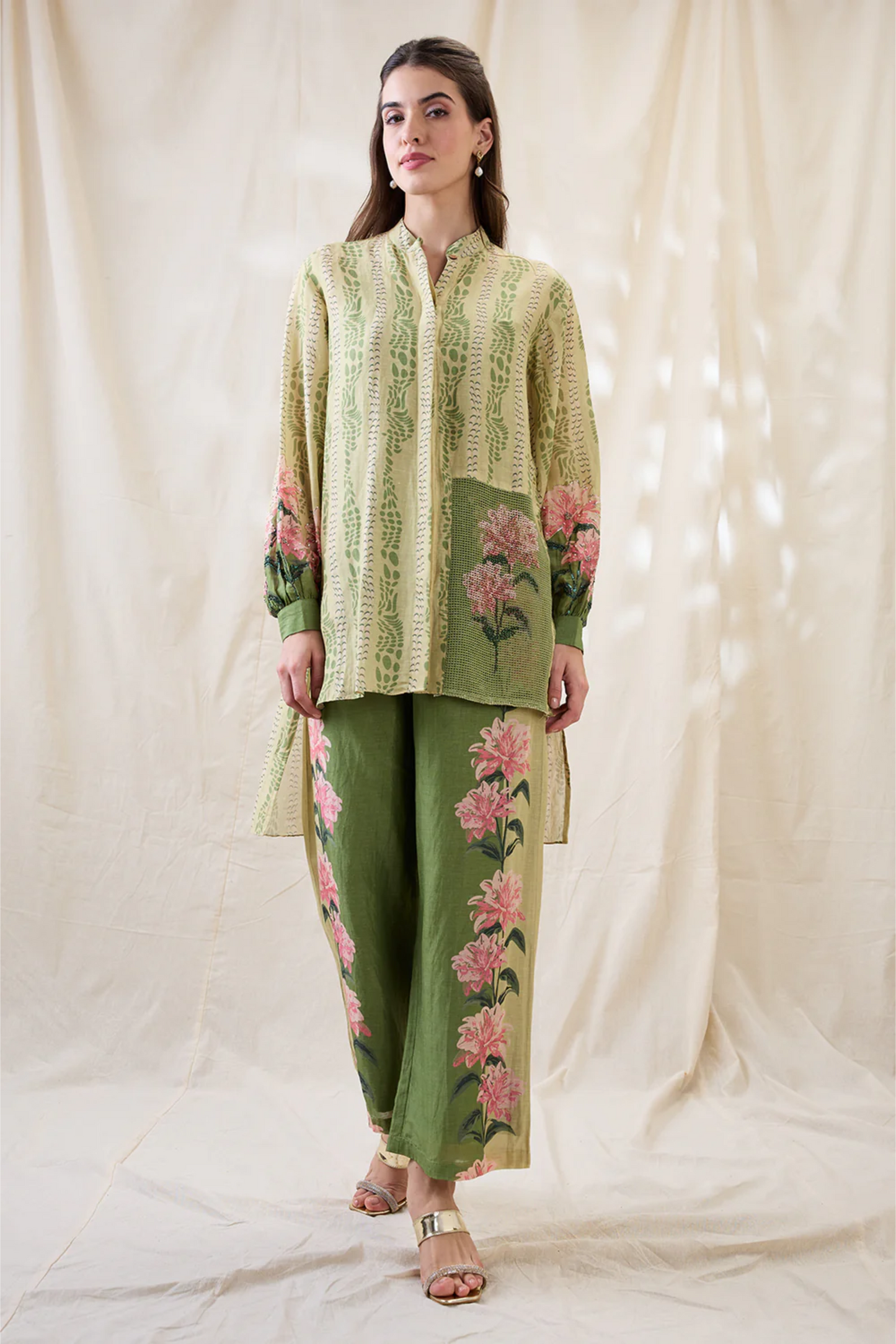Ravya Embellished Co-ord Set (Green)