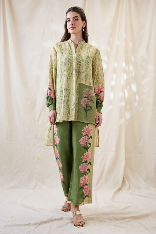 Ravya Embellished Co-ord Set (Green)