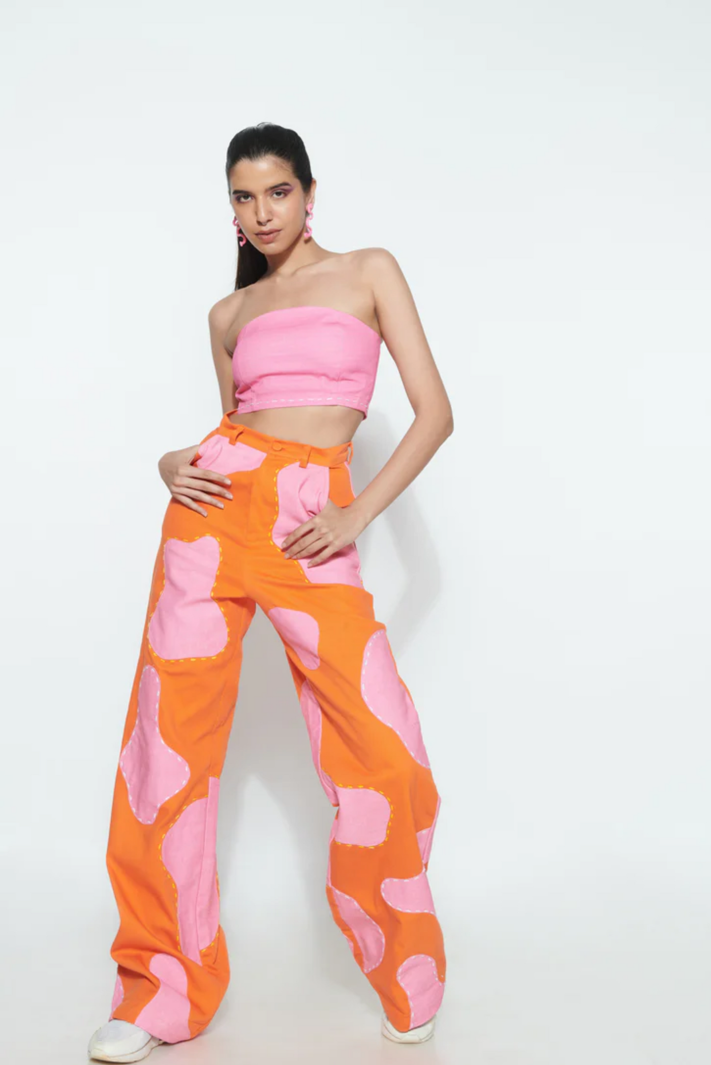 COTTON CANDY CROP TOP AND SPOTTED IN PINK PANTS CO-ORD SET