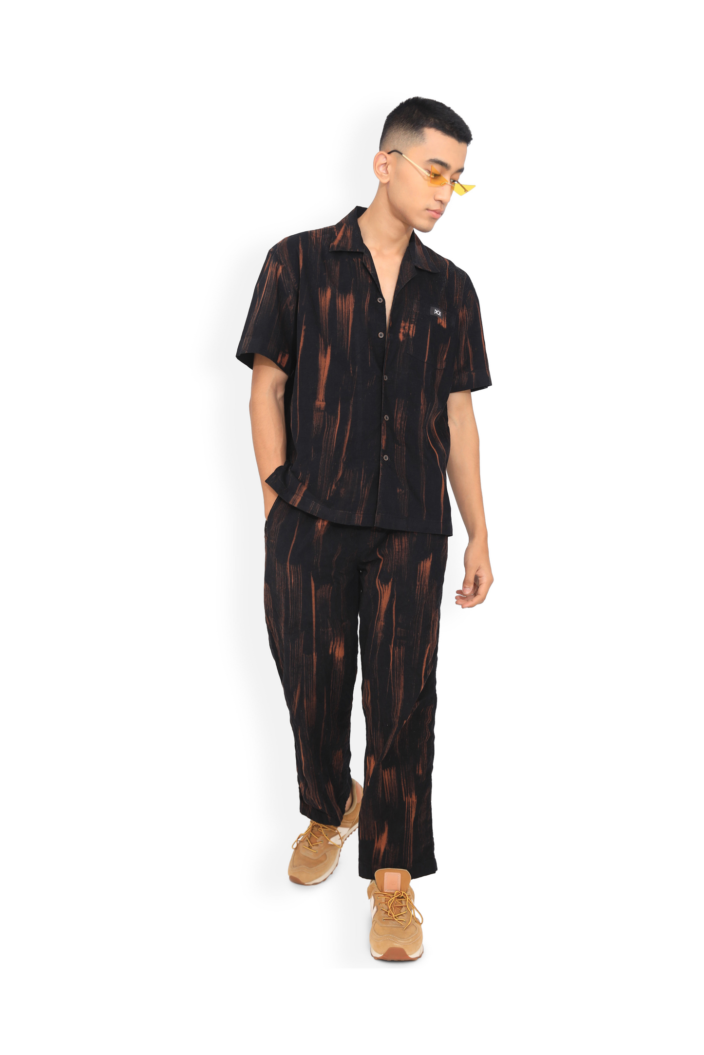 Black Abstract Hand Painted Track Pant