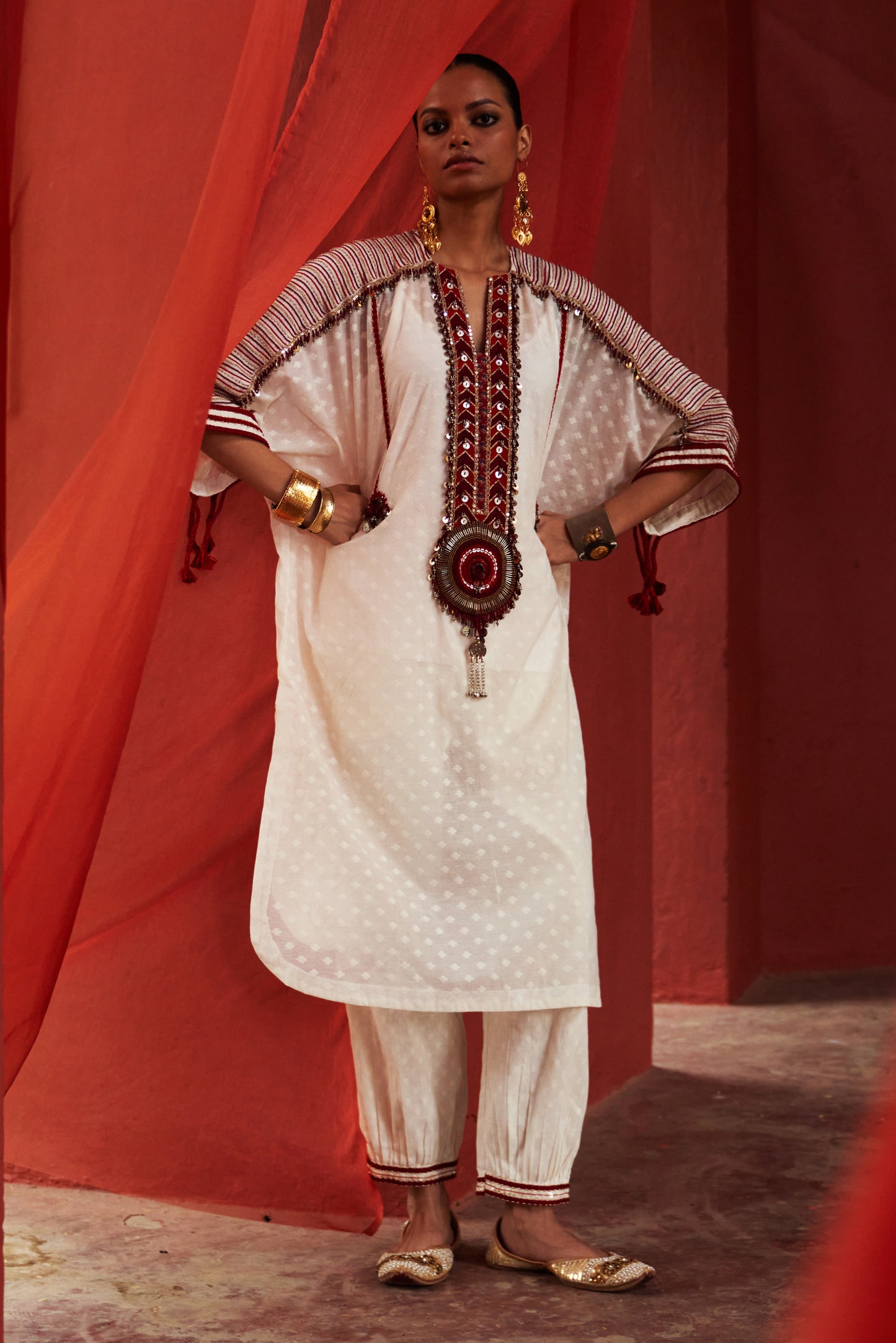 Ivory Kaftan Kurta with Pants