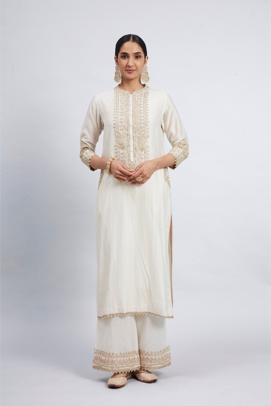 Aadirah Embroidered Kurta Set - Daisy Ivory