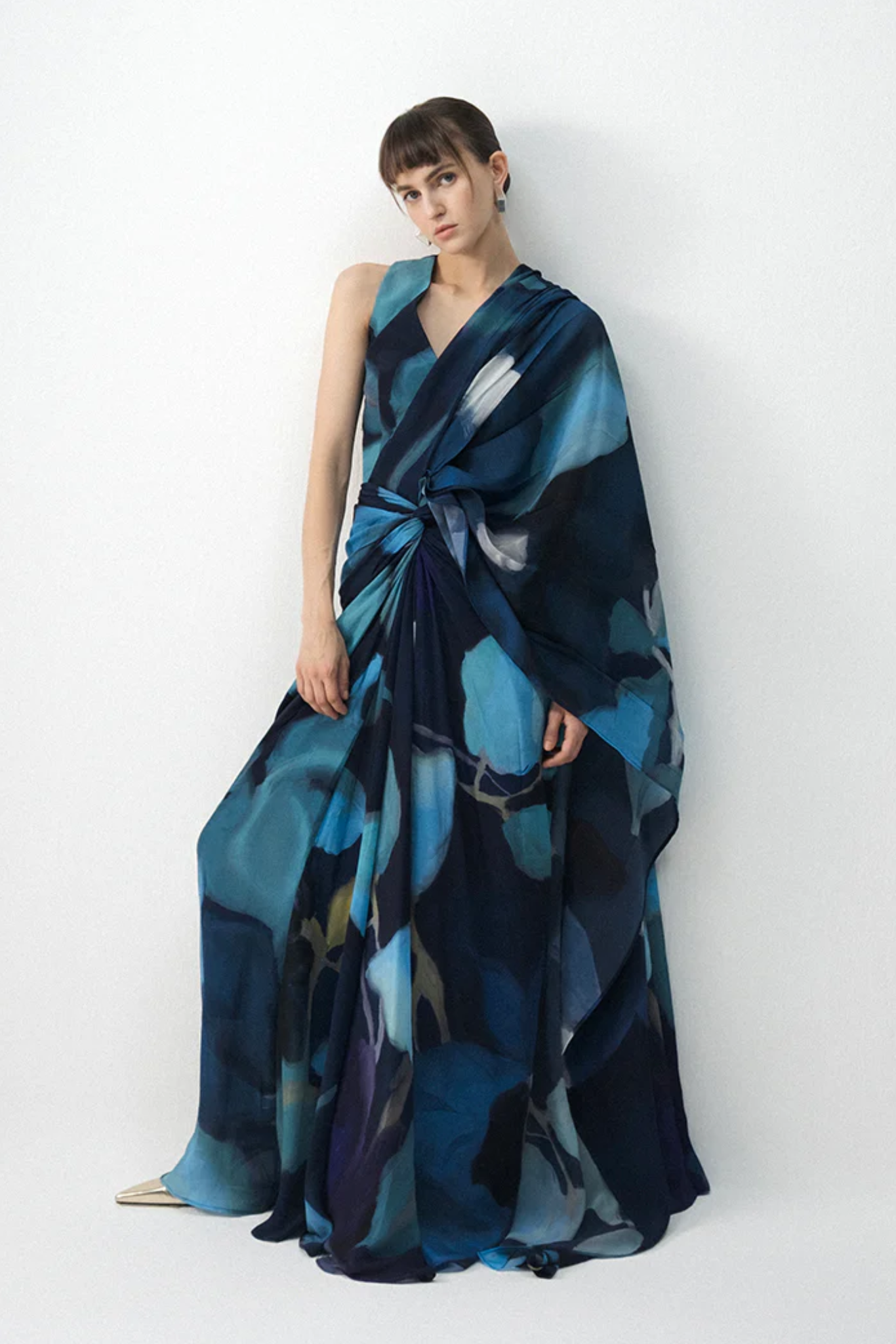 BLUE LAGOON TOP & PRE- DRAPED SAREE SET