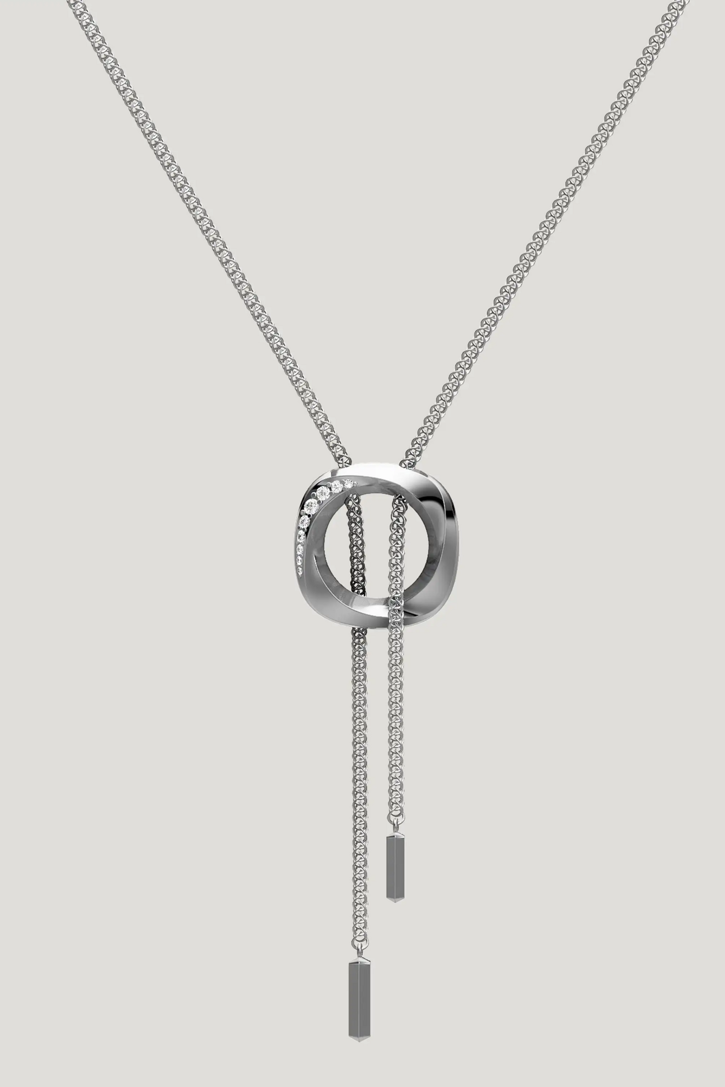 Squircle Bolo Necklace In Sterling Silver
