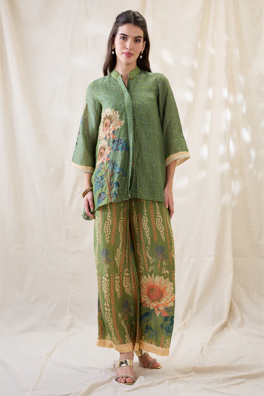Ravya Embroidered Co-ord Set (Green)