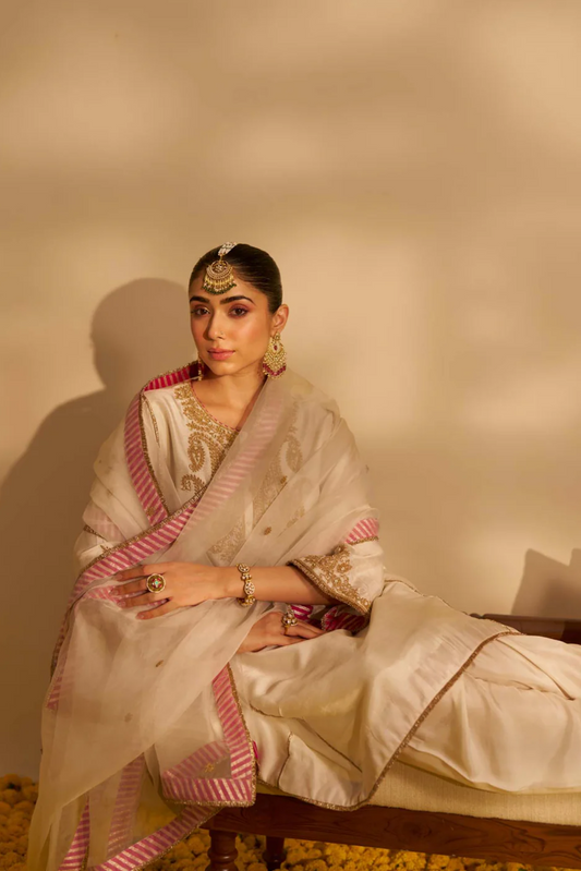 Ayra - Daisy Ivory Short Chauga With Salwar and Dupatta
