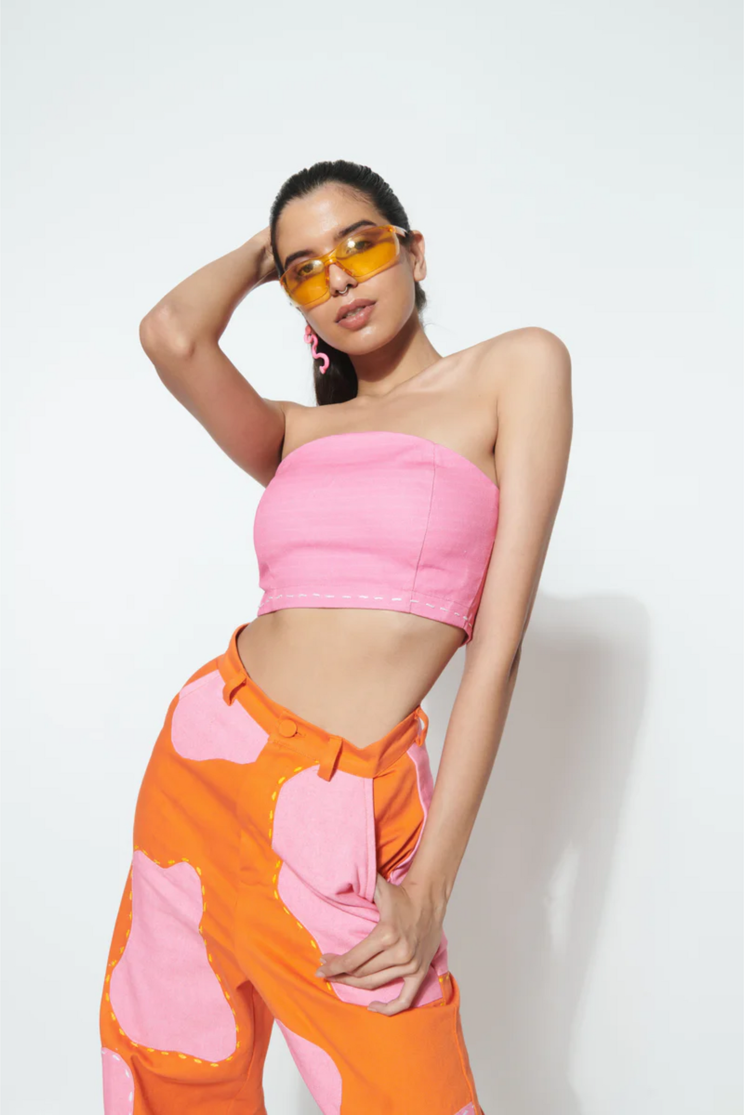 COTTON CANDY CROP TOP AND SPOTTED IN PINK PANTS CO-ORD SET