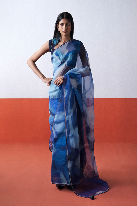 BLUE LAGOON ORGANZA SAREE