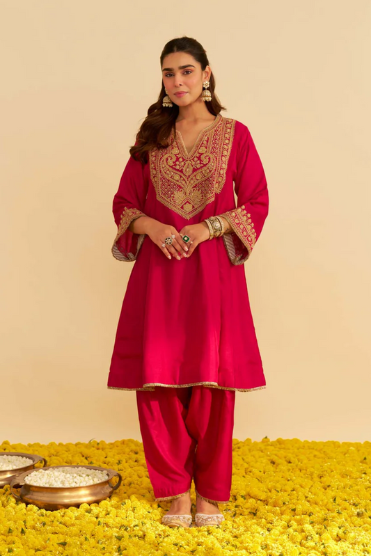 Mehza - Hotpink Short Chauga With Salwar