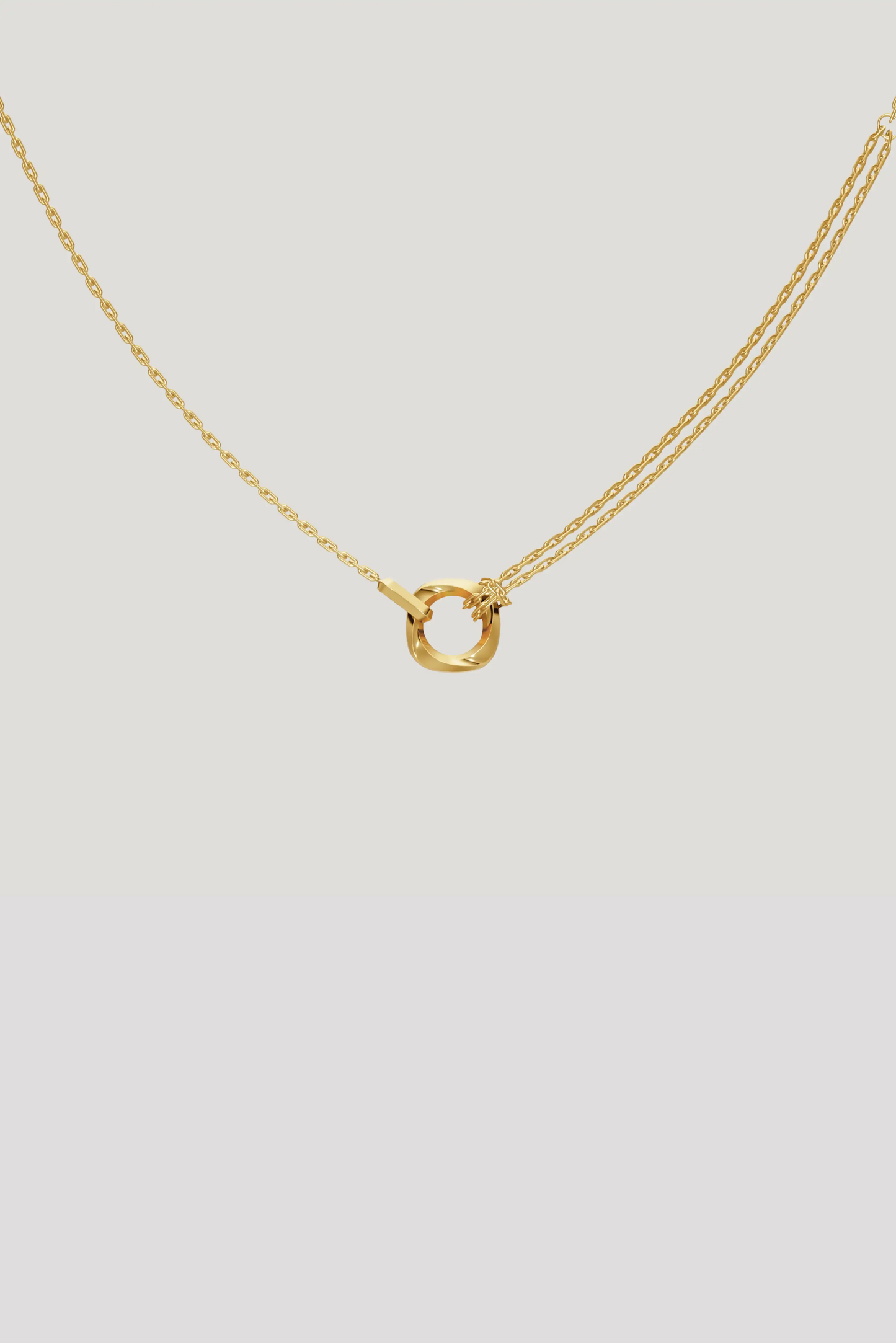 Squircle Pendant With Knotted Chain In Gold Vermeil
