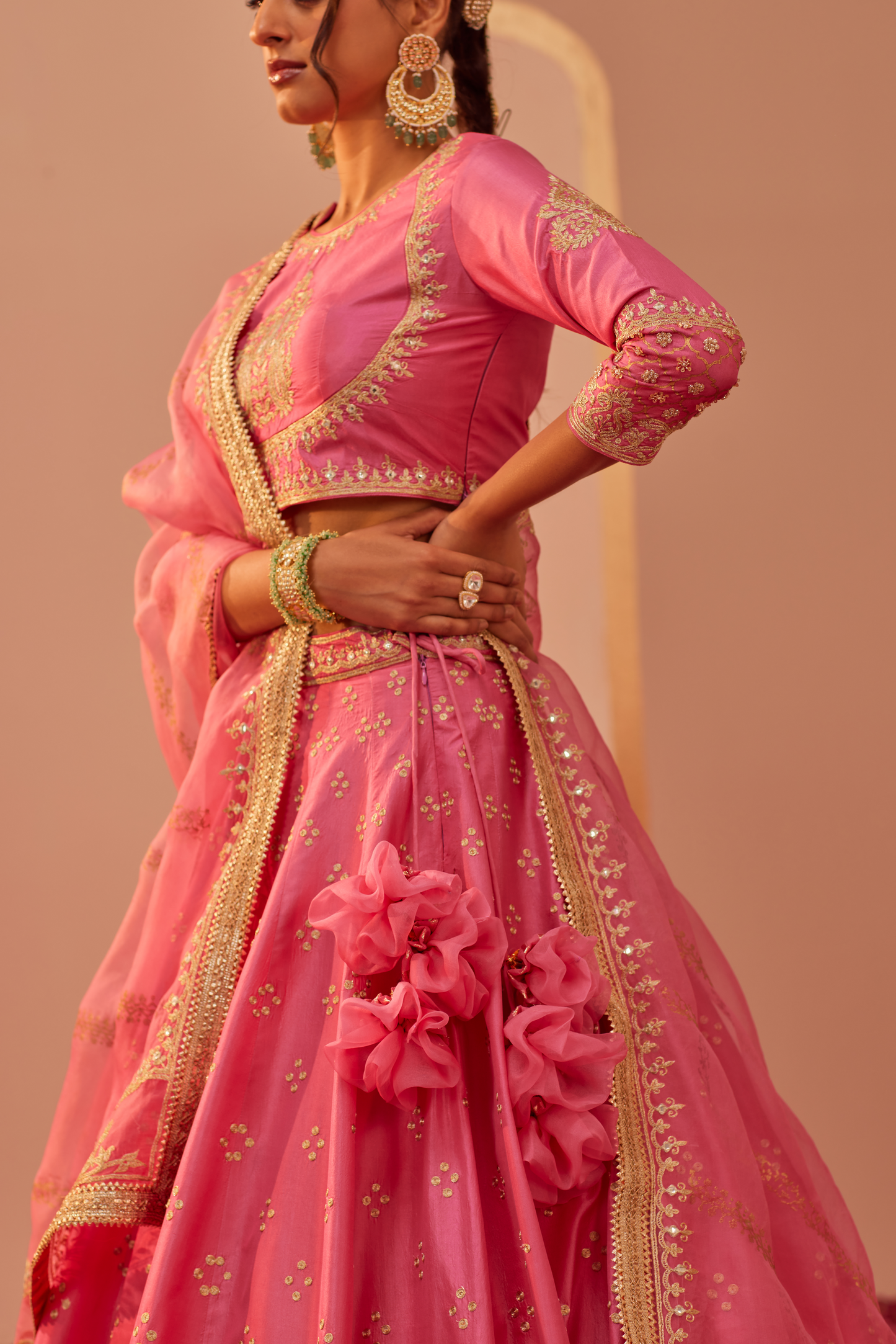 Naaina Short Blouse With Lehenga and Dupatta