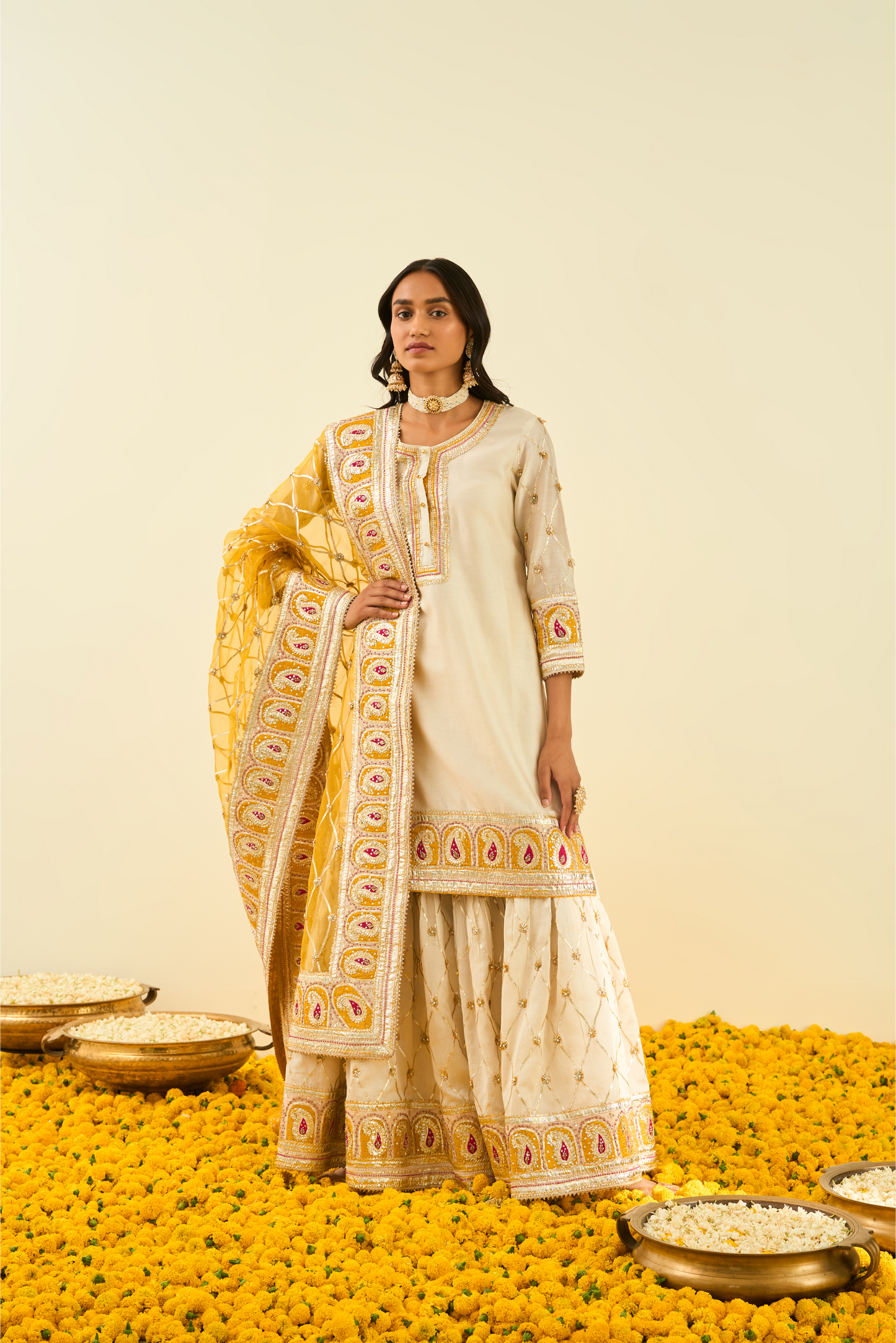 Shabina Kurta with Garara and Dupatta - Daisy Ivory