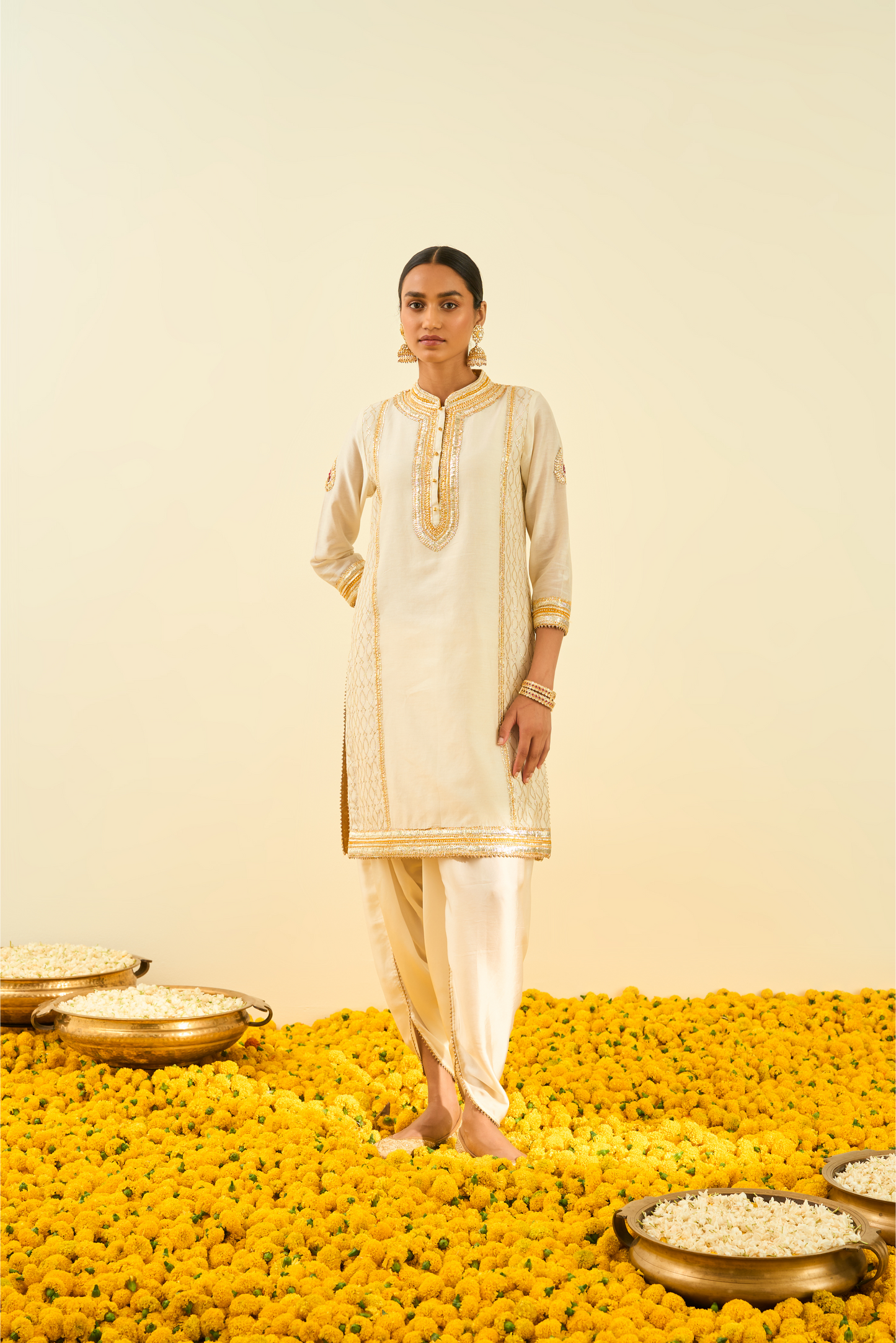 Aliza Kurta With Dhoti - Daisy Ivory