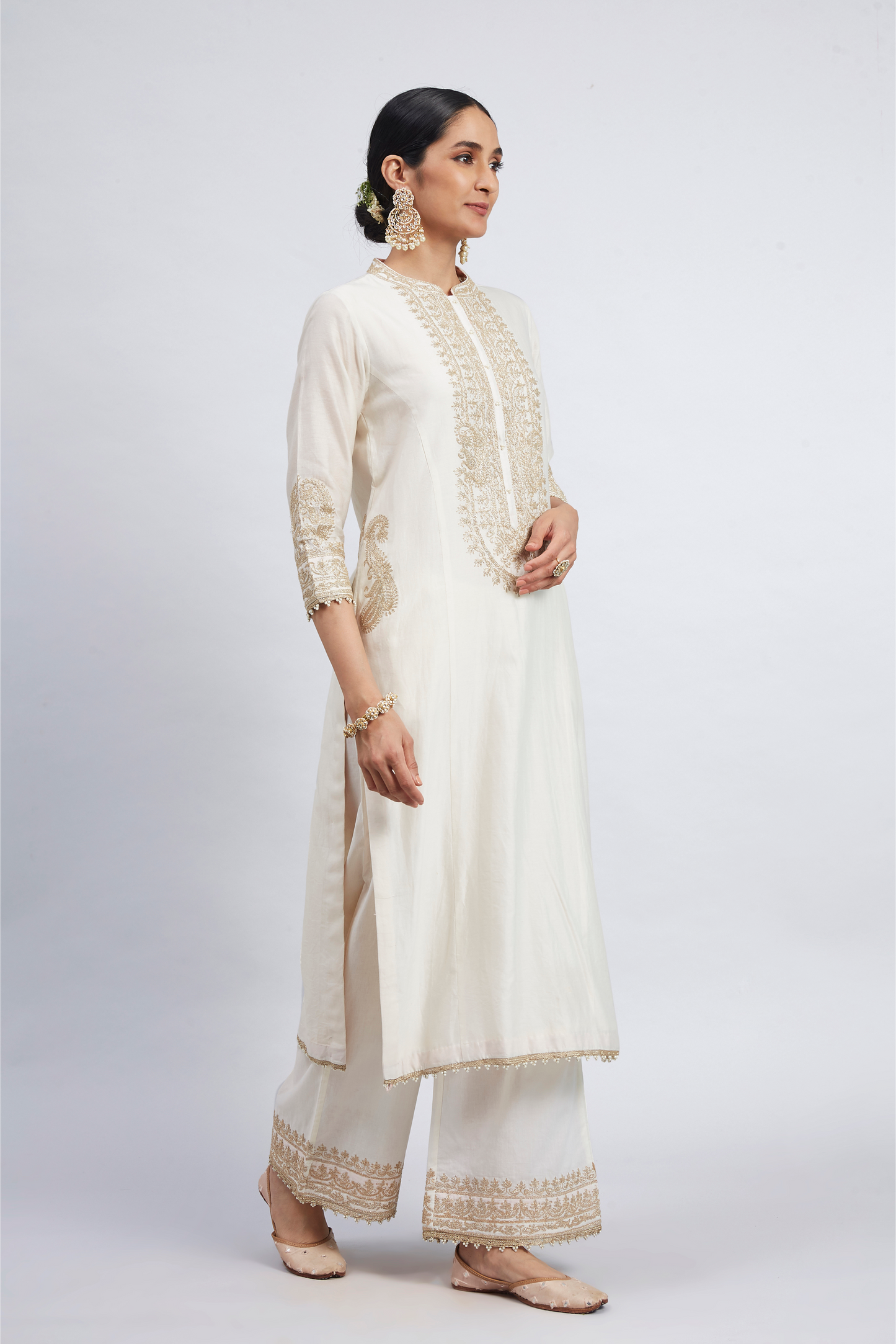 Aadirah Embroidered Kurta Set - Daisy Ivory