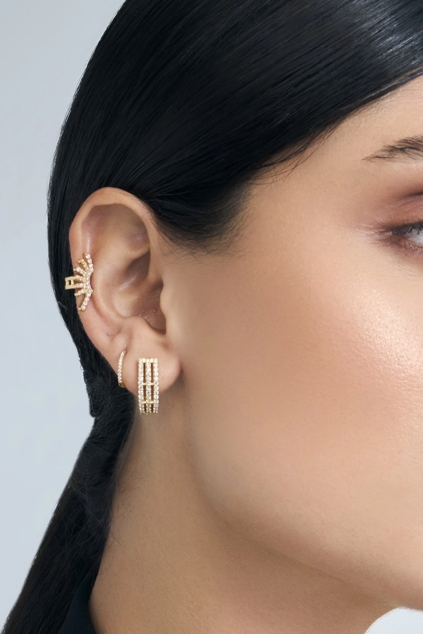 3 Line Pave Earrings