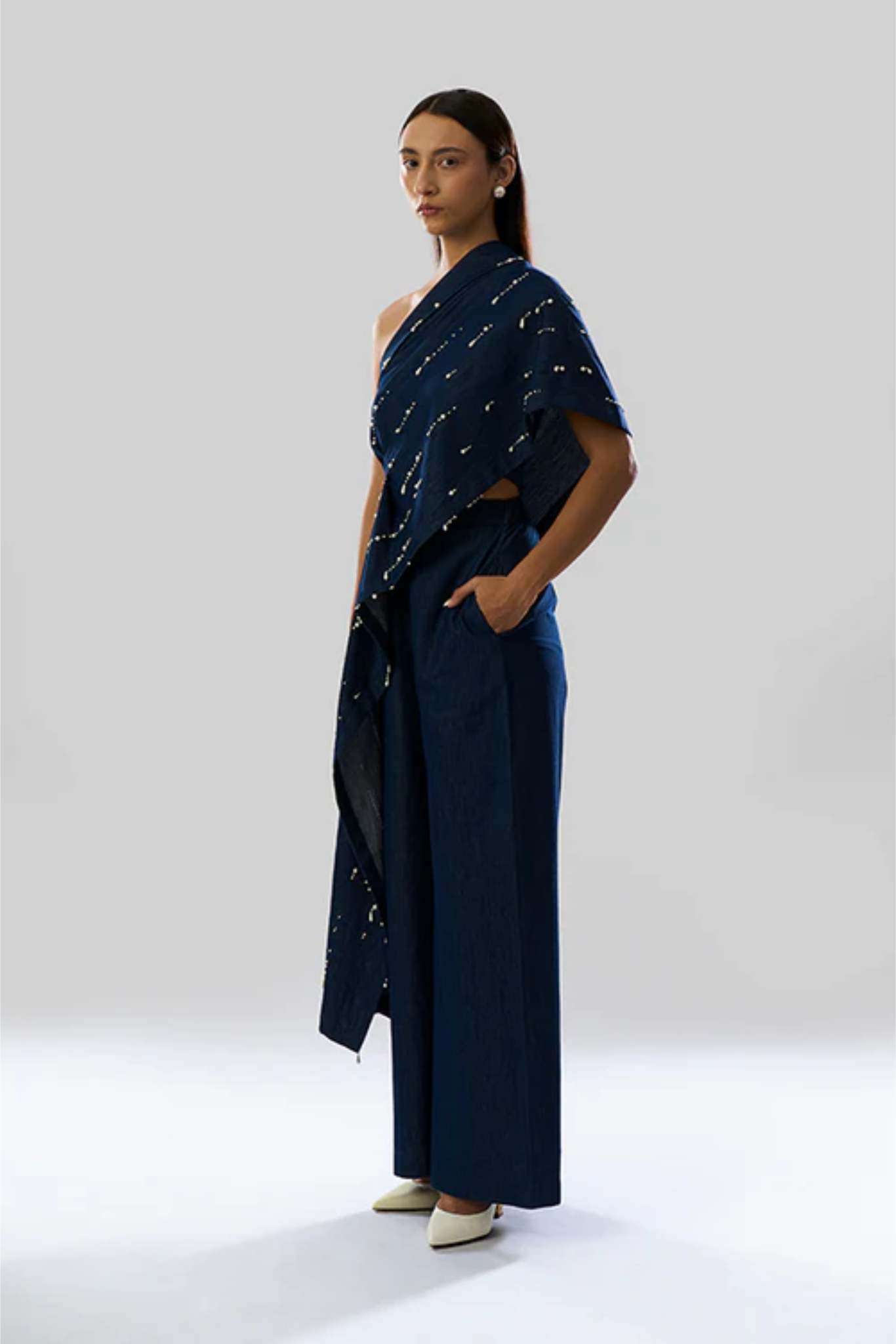 Pearlfall Asymmetric Denim Top