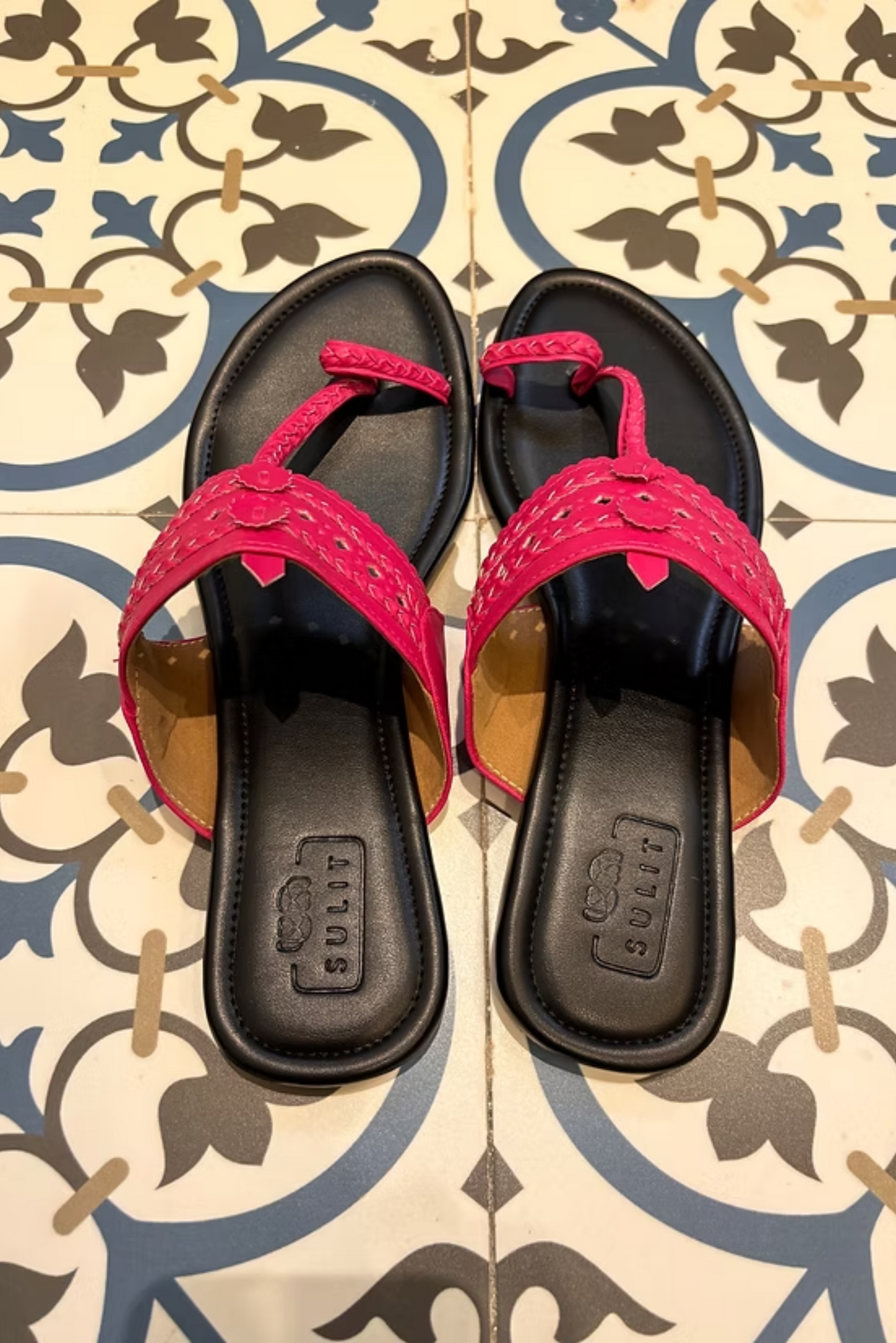 Black and Hot Pink Flats