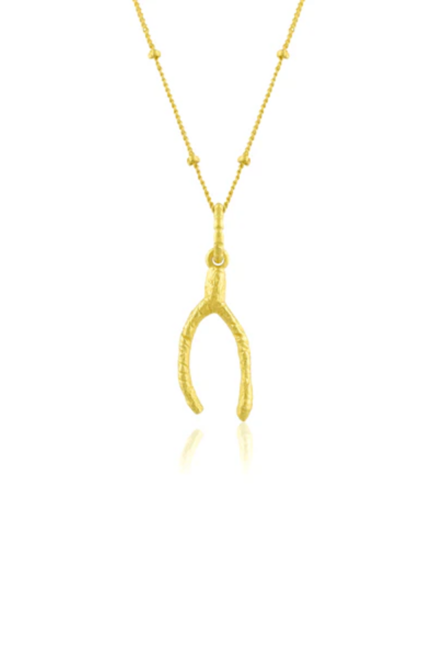 Vintage Textured Wishbone Charm Necklace