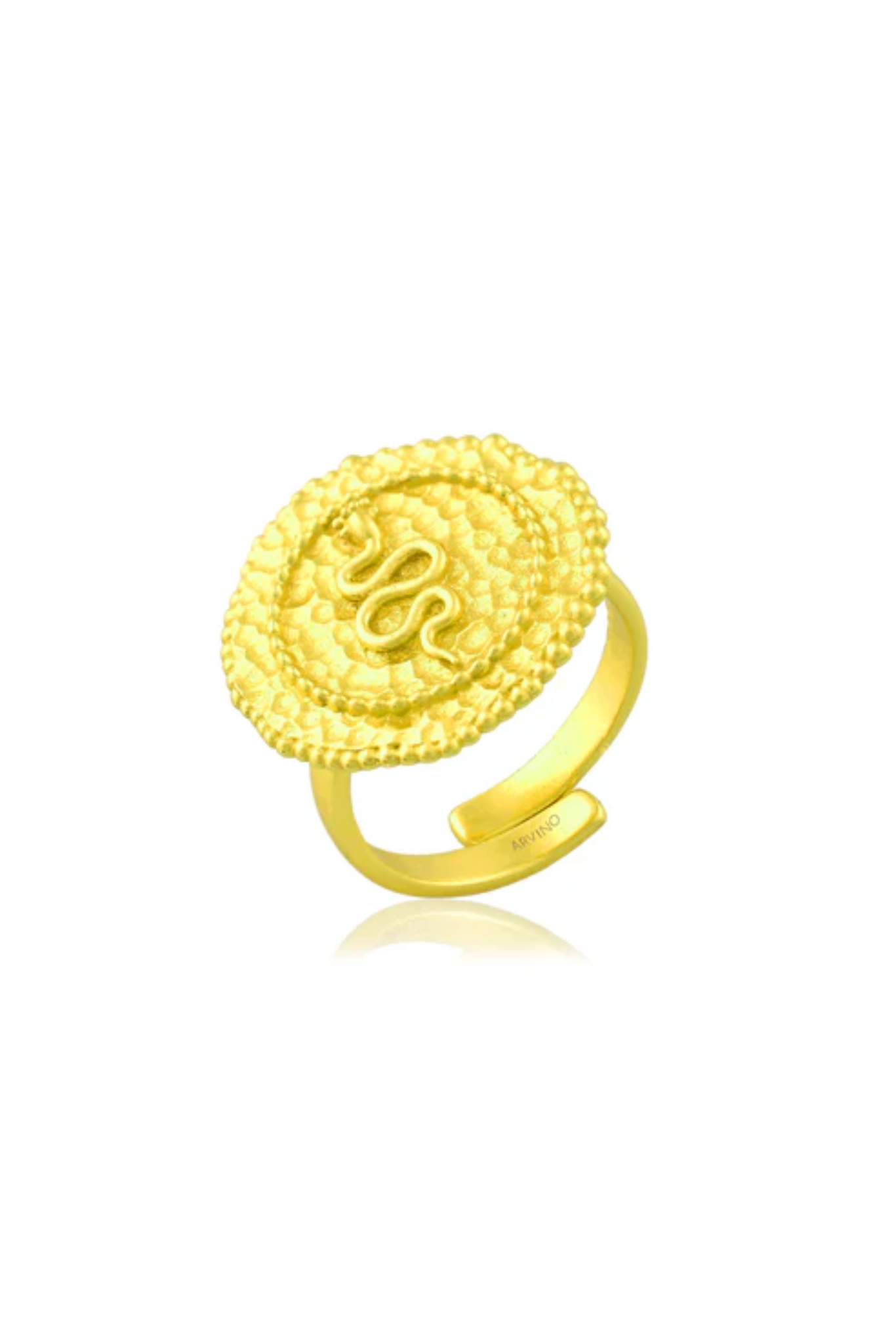 Textured Snake Coin Shape Ring