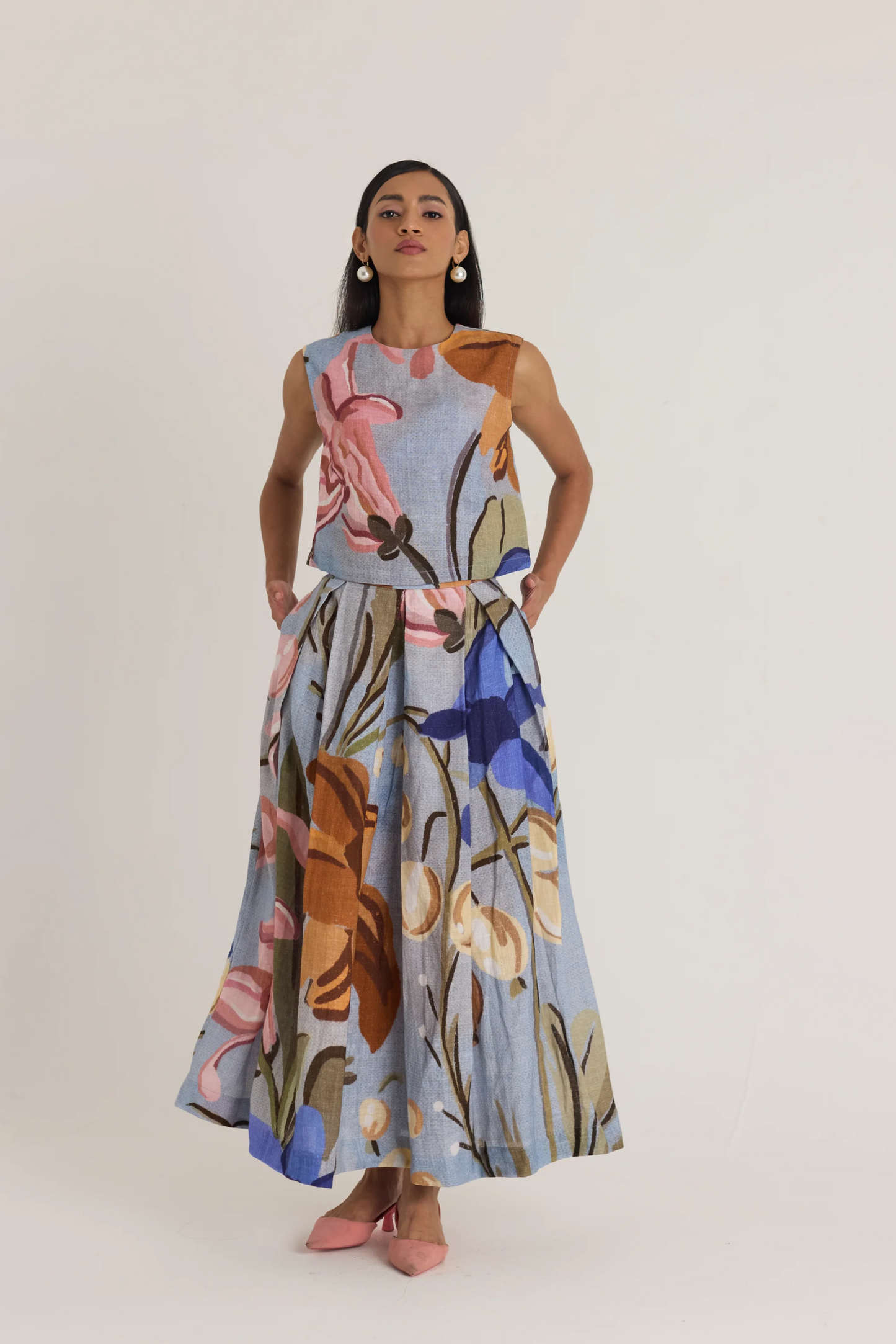 Nico Linen Top & Skirt Set
