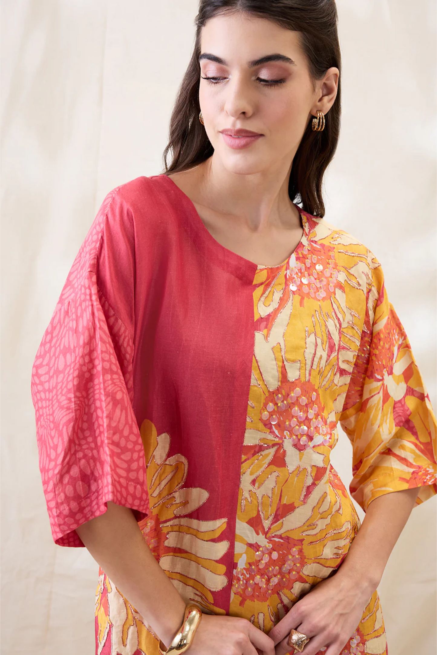 Ravya Embellished Boxy Dress (Pink)