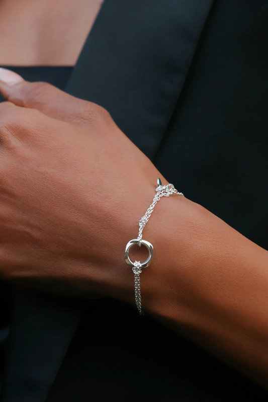 Squircle Chain Bracelet In Sterling Silver