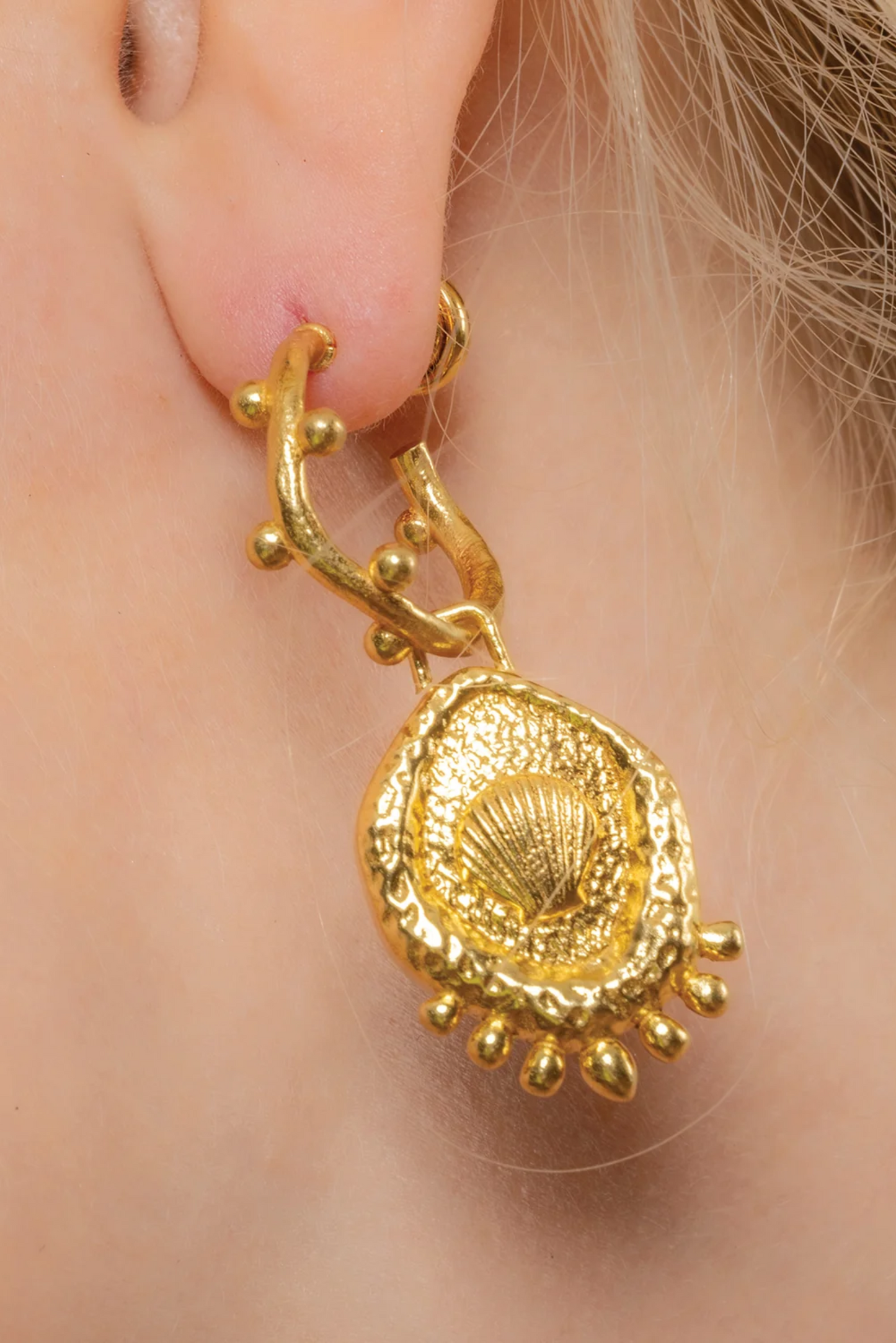 Textured Wavy Shell Hoops