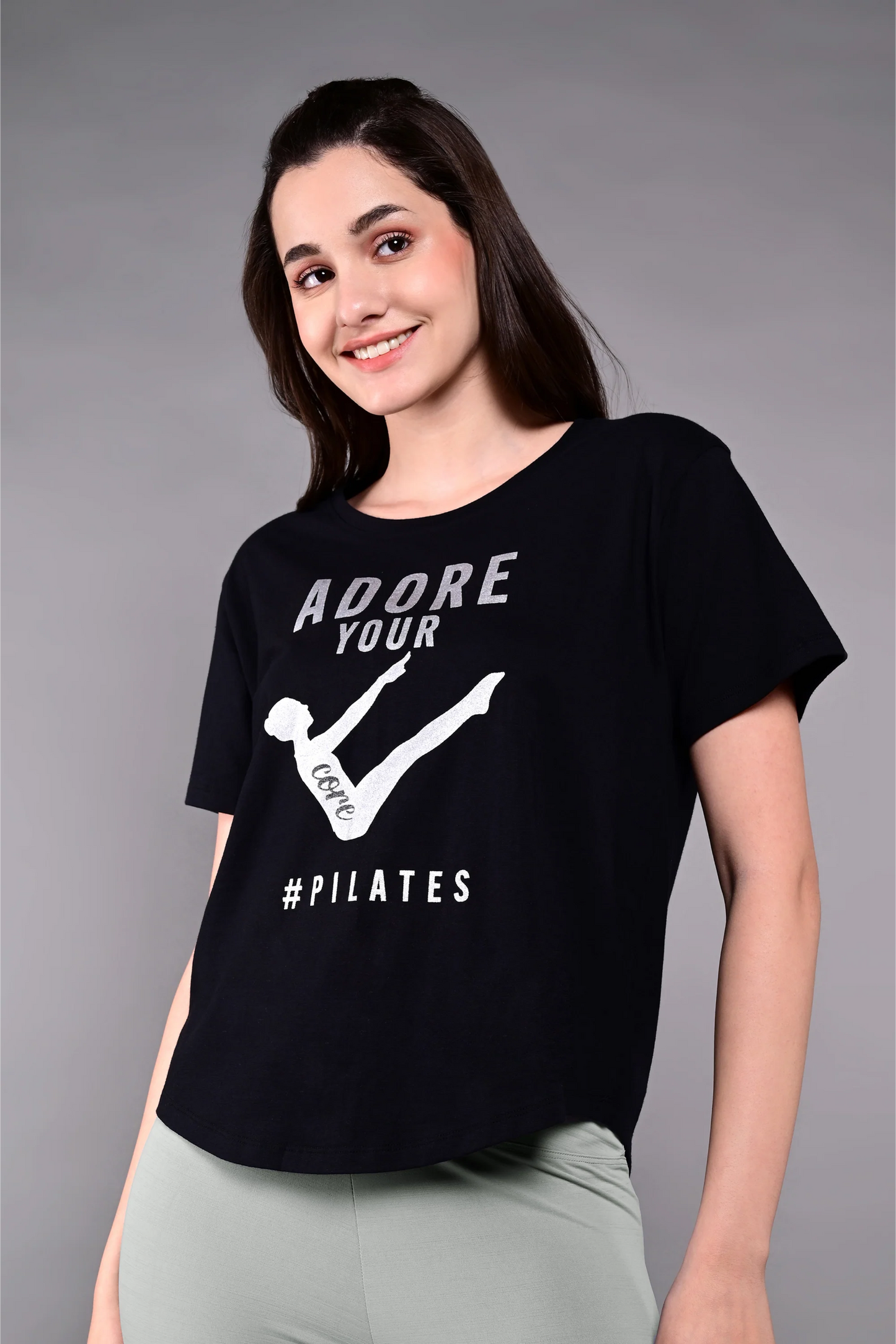 'Adore Your Core' Printed Tee - Black