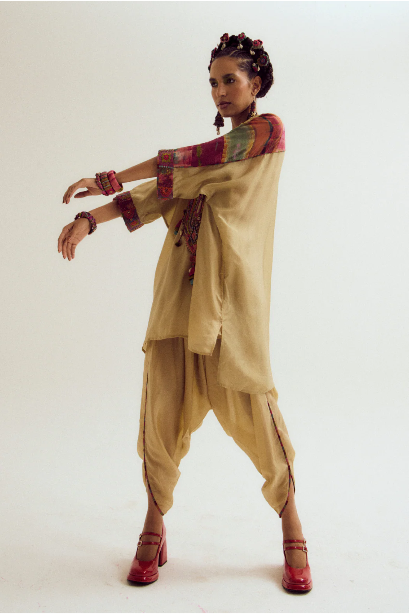 Zinnia Kaftan Shirt with Dhoti Pants