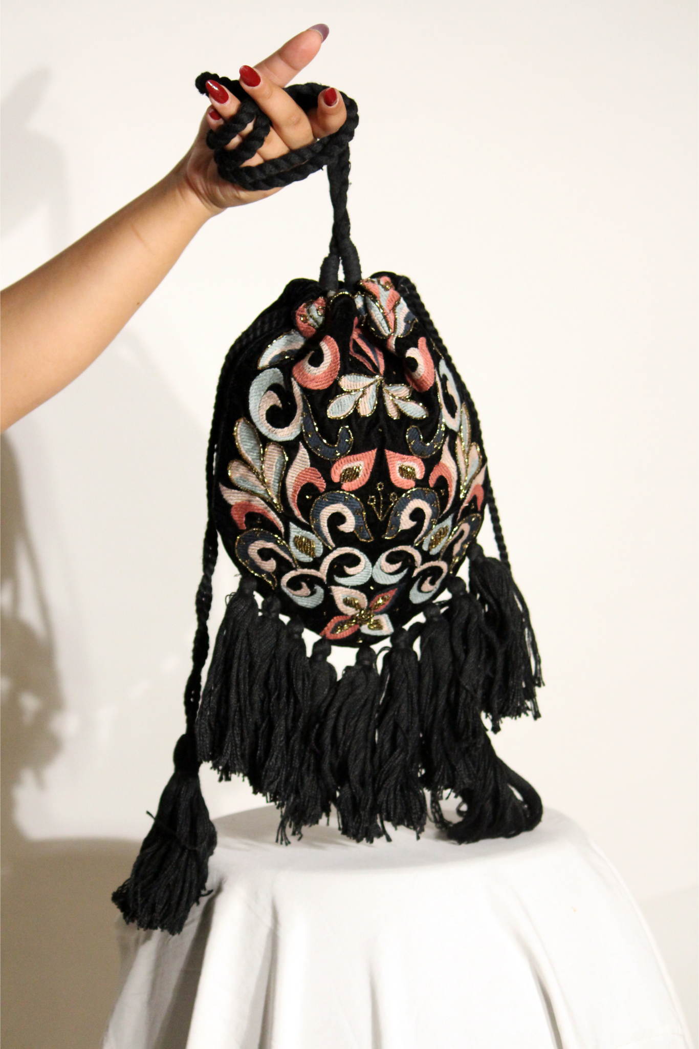 Vista embroidered potli bag