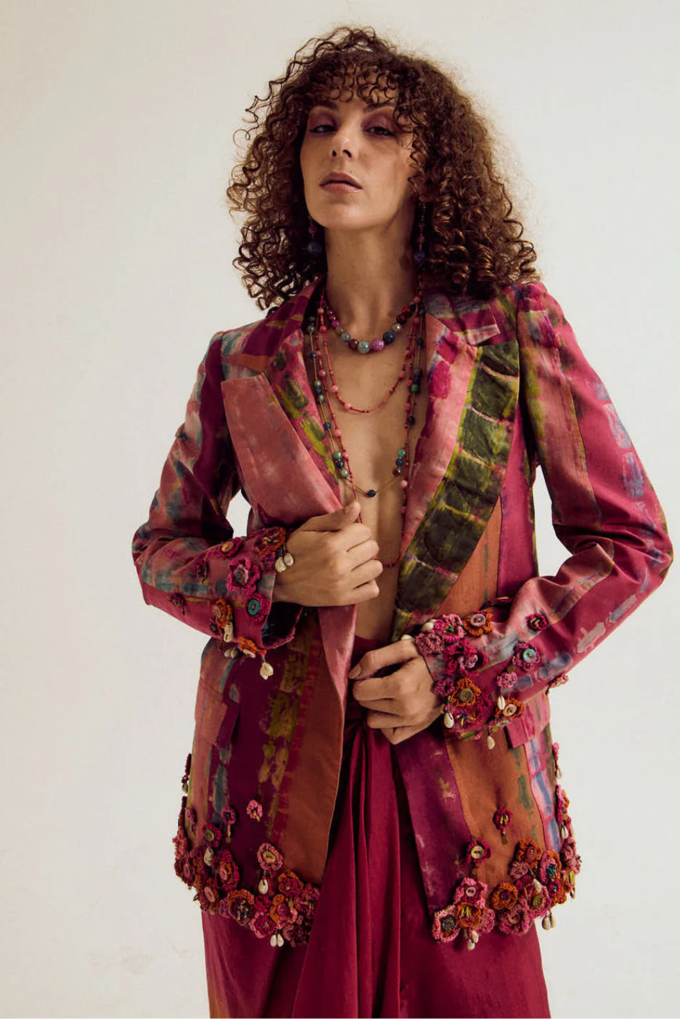 Laburnum Tie Dye Blazer- Fuchsia / Peach