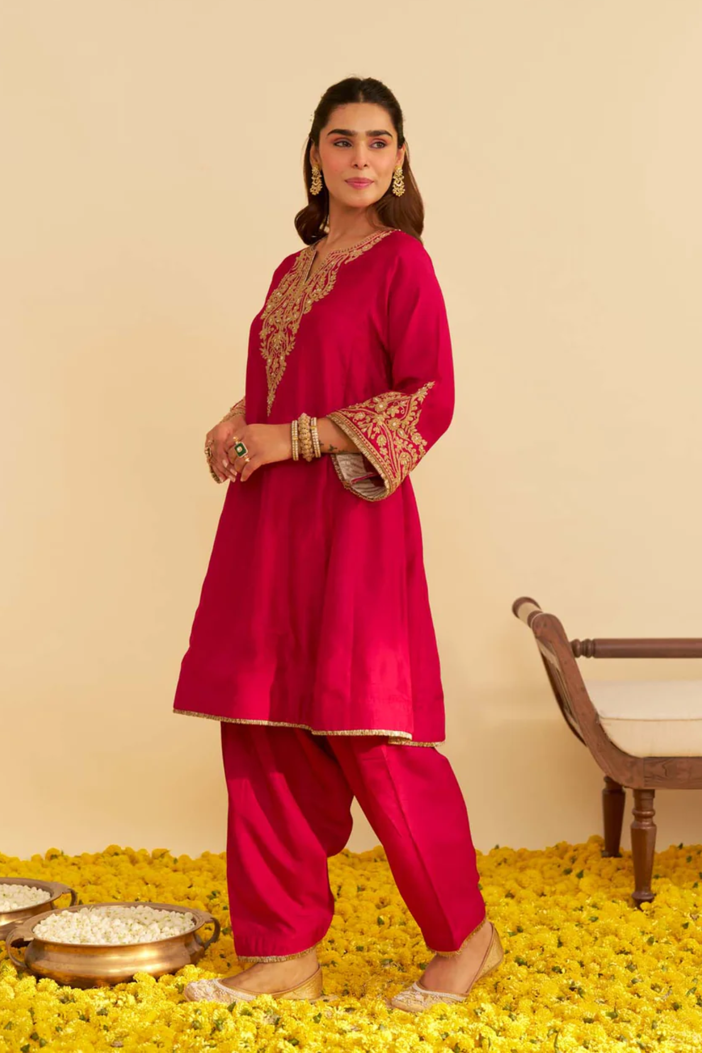 Marwa - Hotpink Short Chauga With Salwar