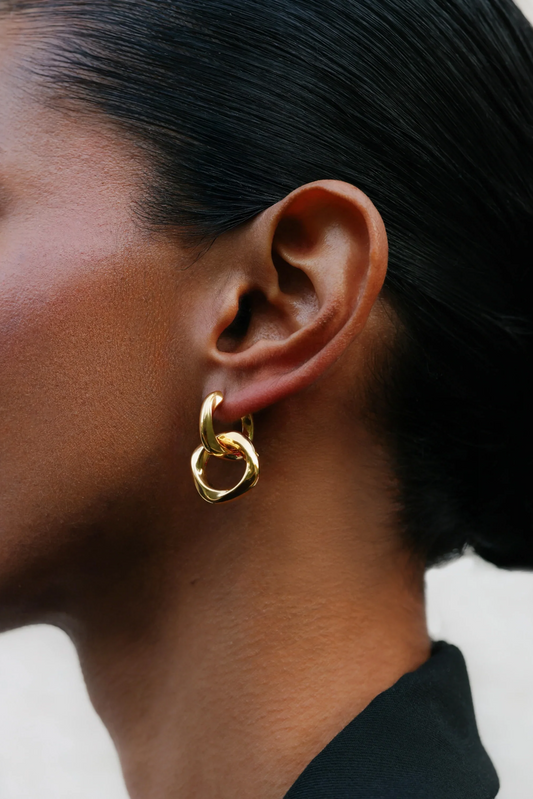 Squircle Two Way Hoops In Gold Vermeil