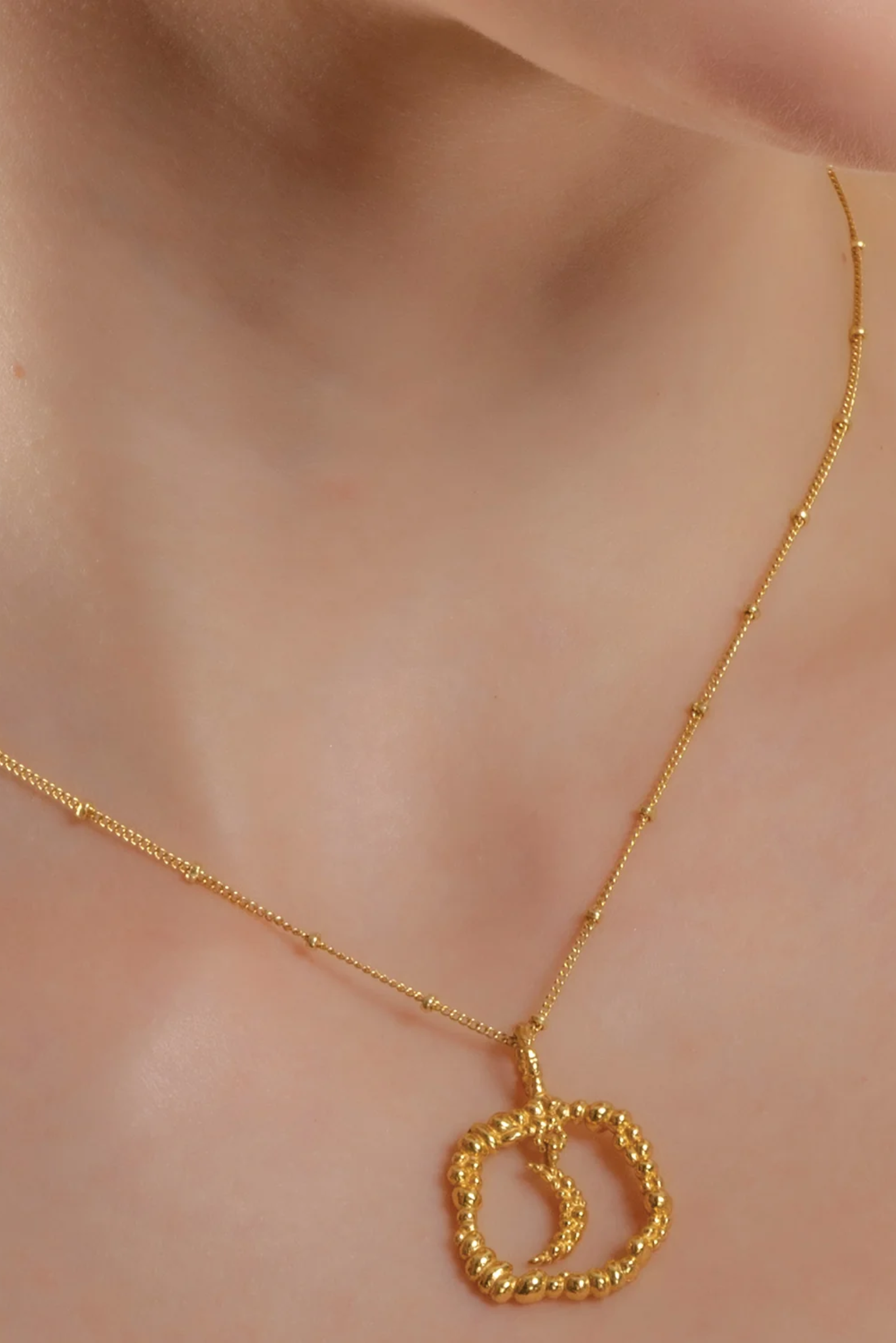 Granulated Moon Charm Necklace