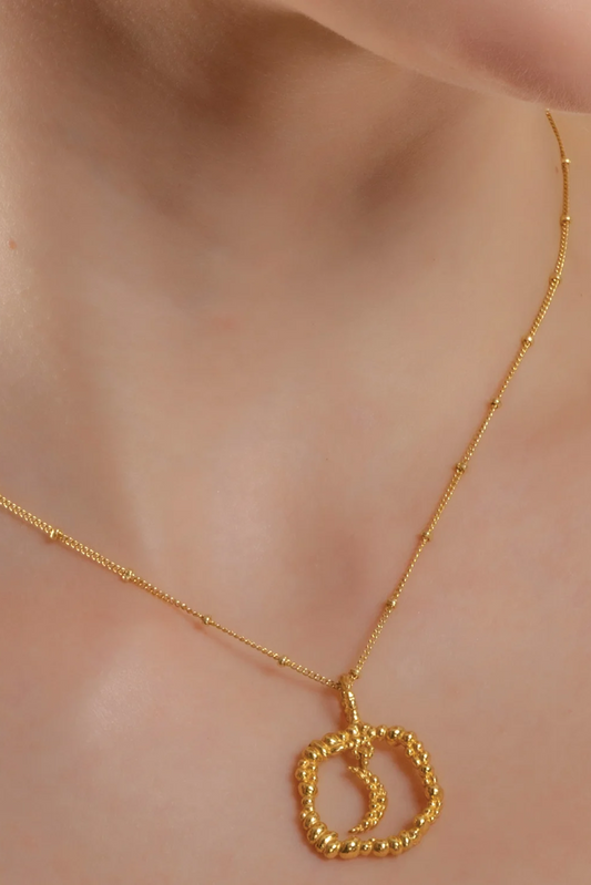 Granulated Moon Charm Necklace