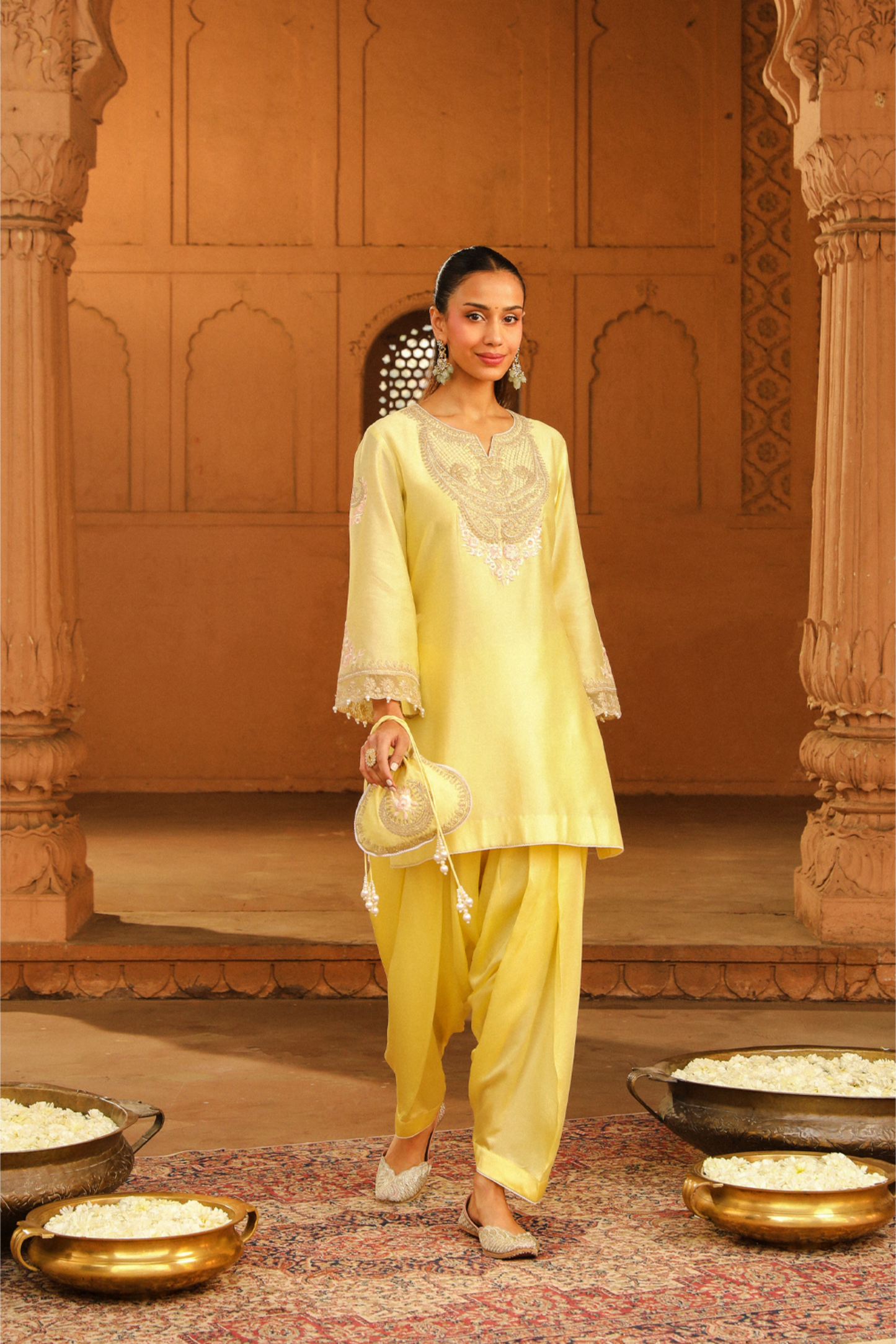 Ashira Short kurta with salwa Lemon Yellow