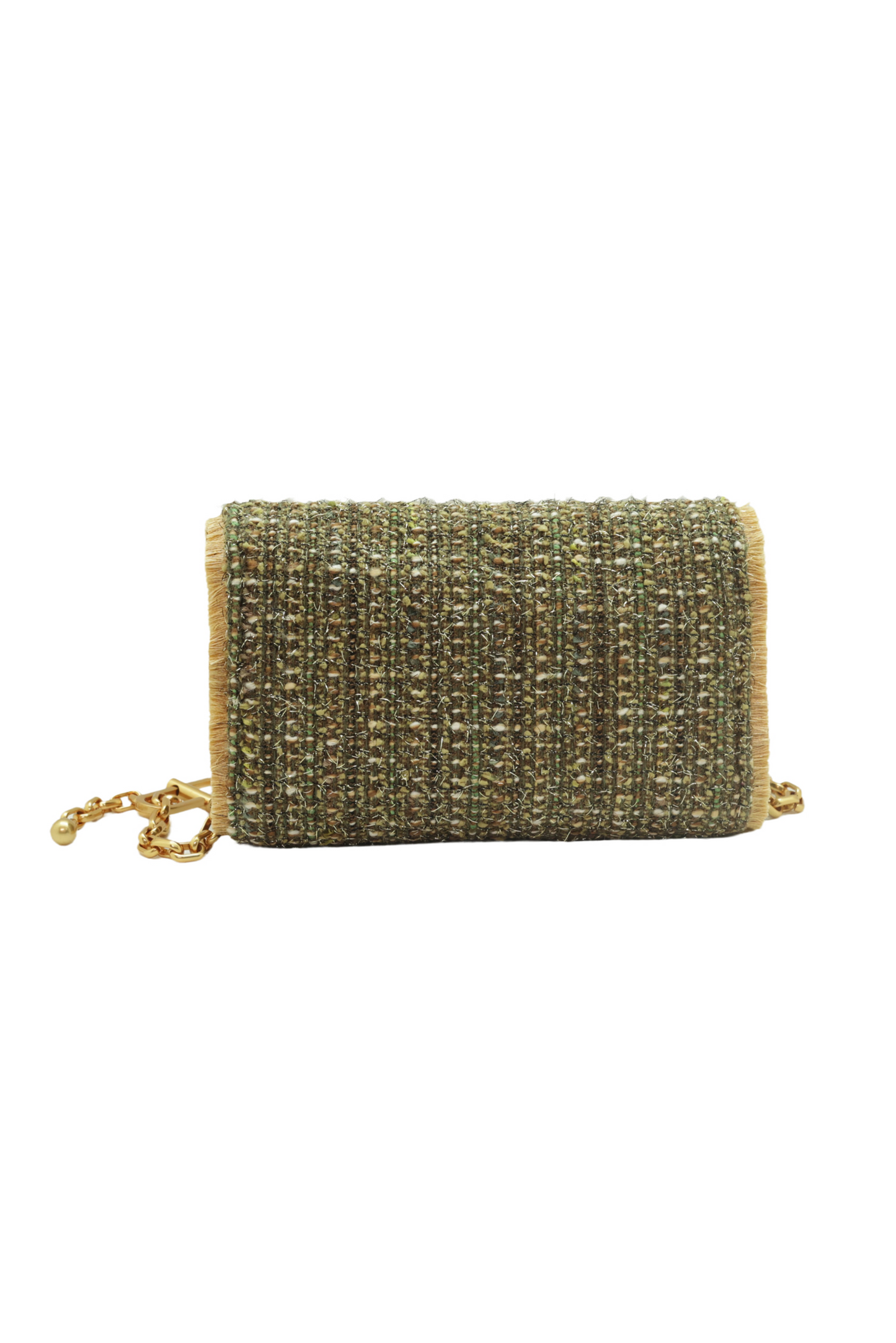 Boucle Olive Green Clutch Bag