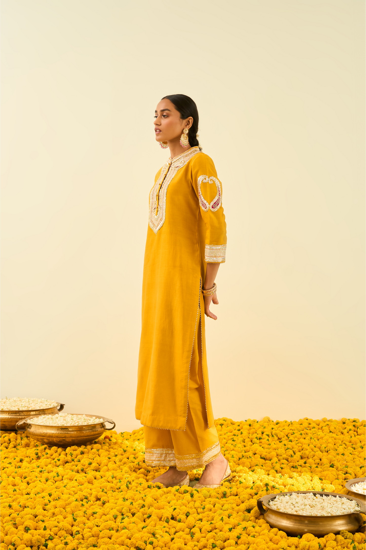 Aliyah Kurta With Palazzo - Glaze Mustard